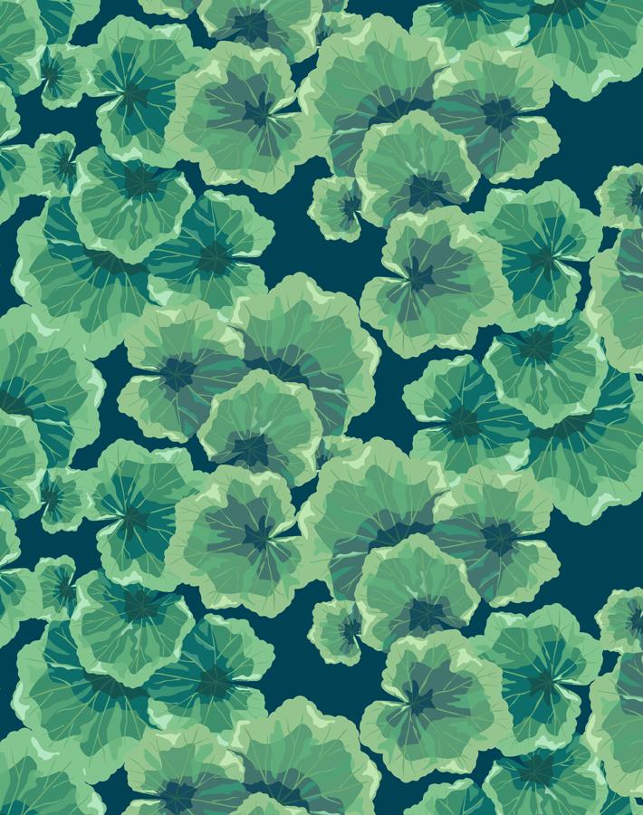 Nathan Turner Indigo Geranium Leaves Wallpaper - Botanical Floral Peel and Stick Wallpaper for Living Room, Bedroom, and Home Decor