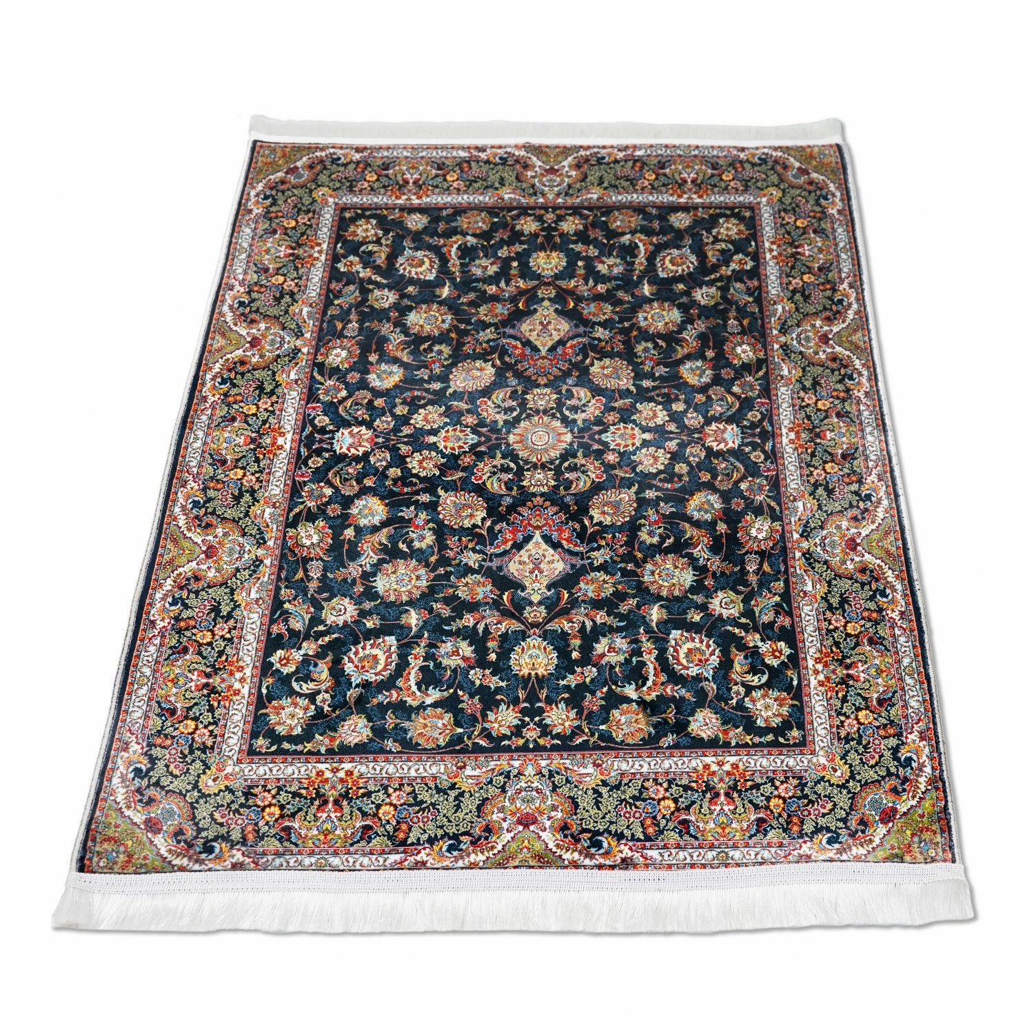 Premium Muslim Prayer Rug - Black & Floral Design Islamic Prayer Mat for Home, Mosque & Travel | Non-Slip & Portable for Daily Salah Prayers