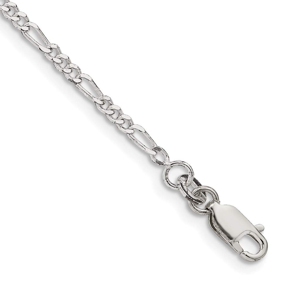 IceCarats 925 Sterling Silver 2.25mm Figaro Link Chain Anklet - Dainty Summer Beach Foot Jewelry for Women, Perfect for Vacation, Pool Party & Boho Style Outfits