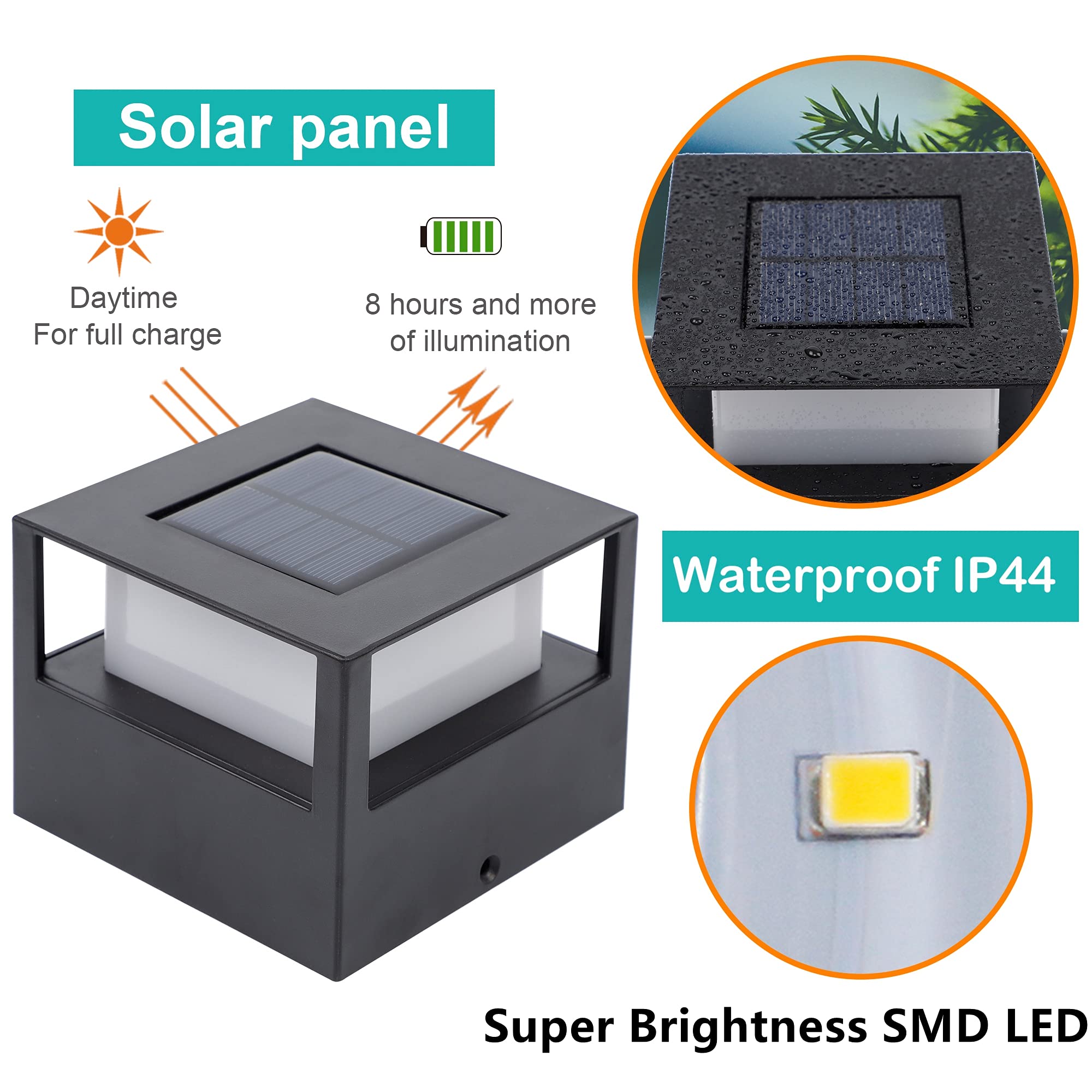 MAGGIFT 6 Pack Solar Post Lights - 20 Lumen Outdoor Warm White LED Solar Powered Cap Lights for 4x4, 5x5, 6x6 Wooden Posts - Waterproof Deck, Fence & Patio Lighting - Perfect for Garden, Pathway & Backyard Decoration