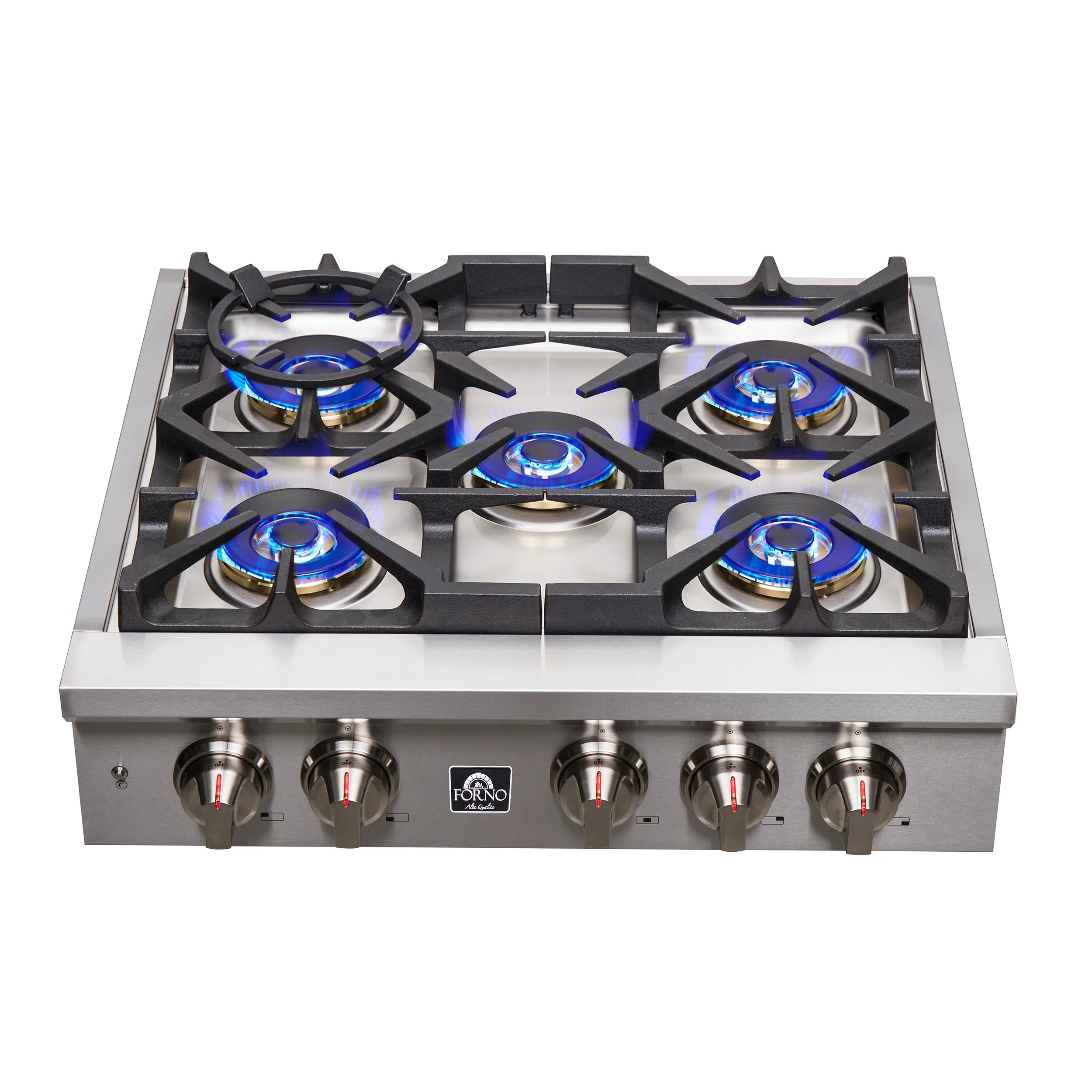 Forno Spezia 30 Inch 5 Burner Stainless Steel Gas Cooktop with Wok Ring & Griddle - Model FCTGS5751 | Perfect for Home Kitchens, Restaurants & Outdoor Cooking