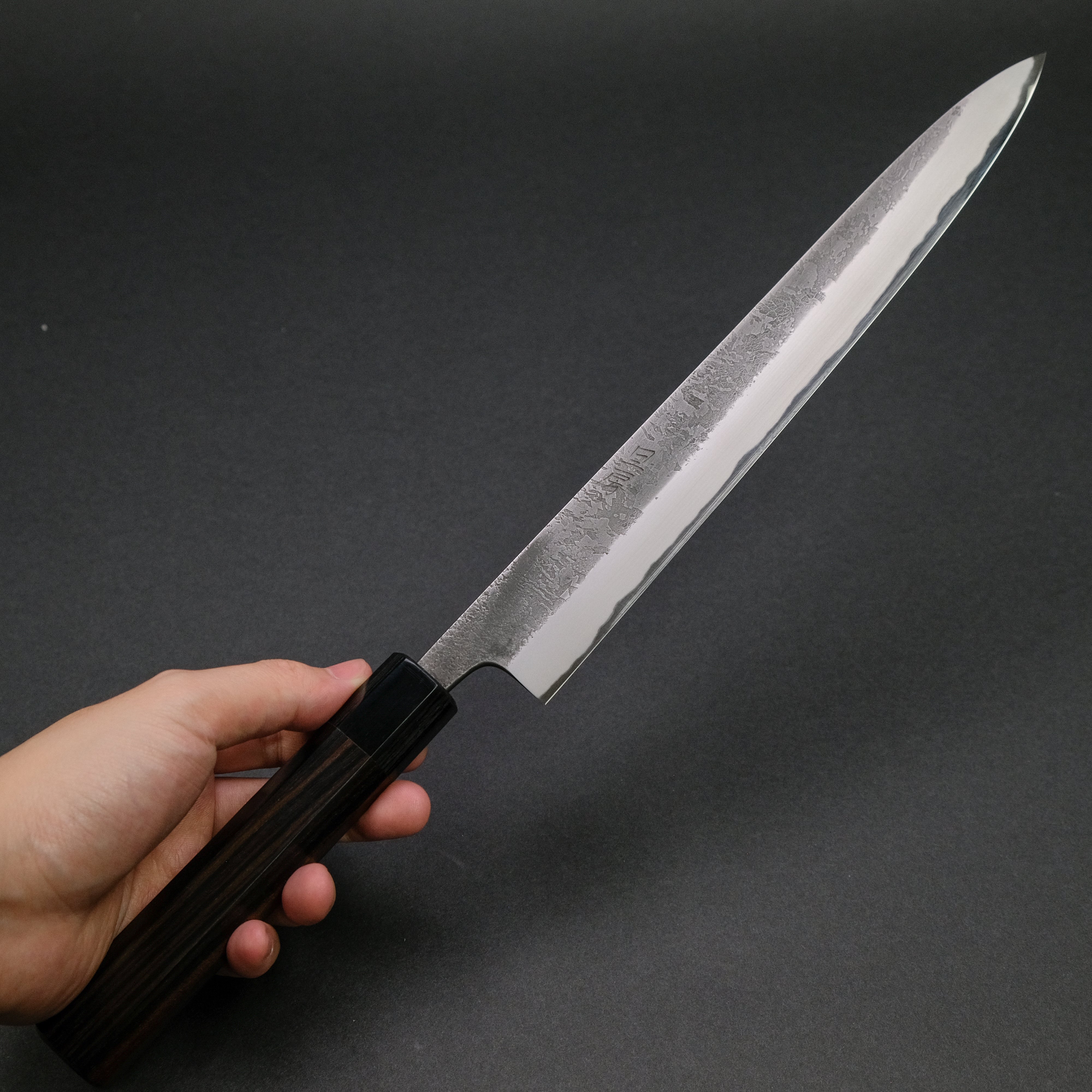 Premium Toshihiro Wakui Kurouchi Nashiji Blue #2 Sujihiki Knife 270mm - Handcrafted Japanese Chef Knife with Ebony Handle - Perfect for Slicing Meat, Sushi & Precision Cutting