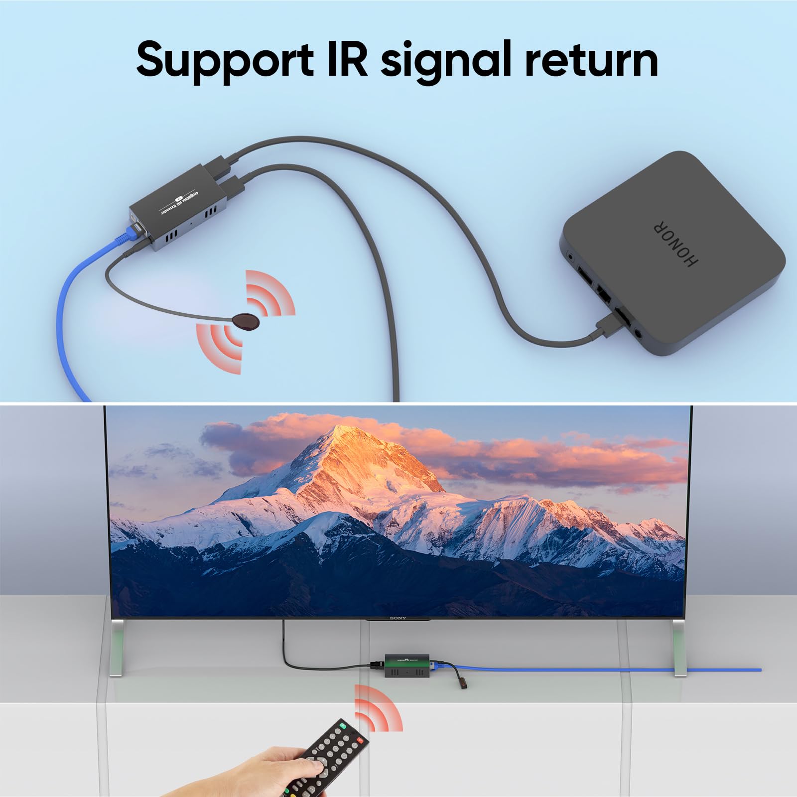 4K HDMI Extender Over Single Cat5e/6/7 Cable - 4K@60Hz, 200ft Ethernet HDMI Balun with Zero Latency, IR Control, POE, HDCP 2.2 - Perfect for Home Theater, Gaming & Conference Room AV Setup