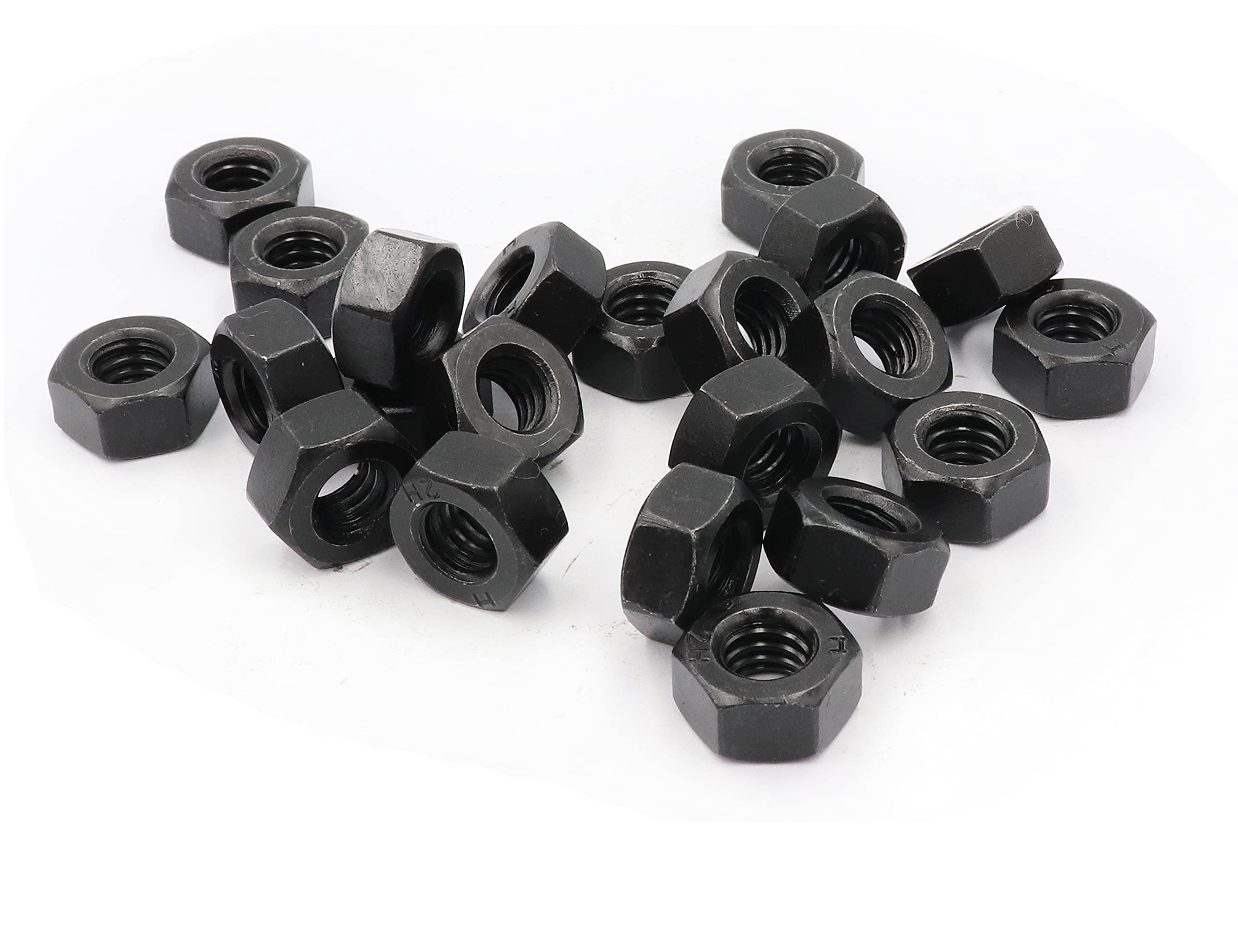 40pcs Heavy Hex Nuts 5/16-18 Coarse Thread, Grade 45 Steel Black Finish - Ideal for Automotive, Machinery, and Construction Applications