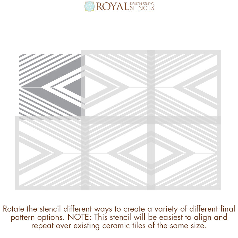 Premium On Point Diamonds Tile Stencil Kit - Reusable DIY Mosaic & Floor Pattern Template for Home Decor, Bathroom, and Kitchen Renovation Projects