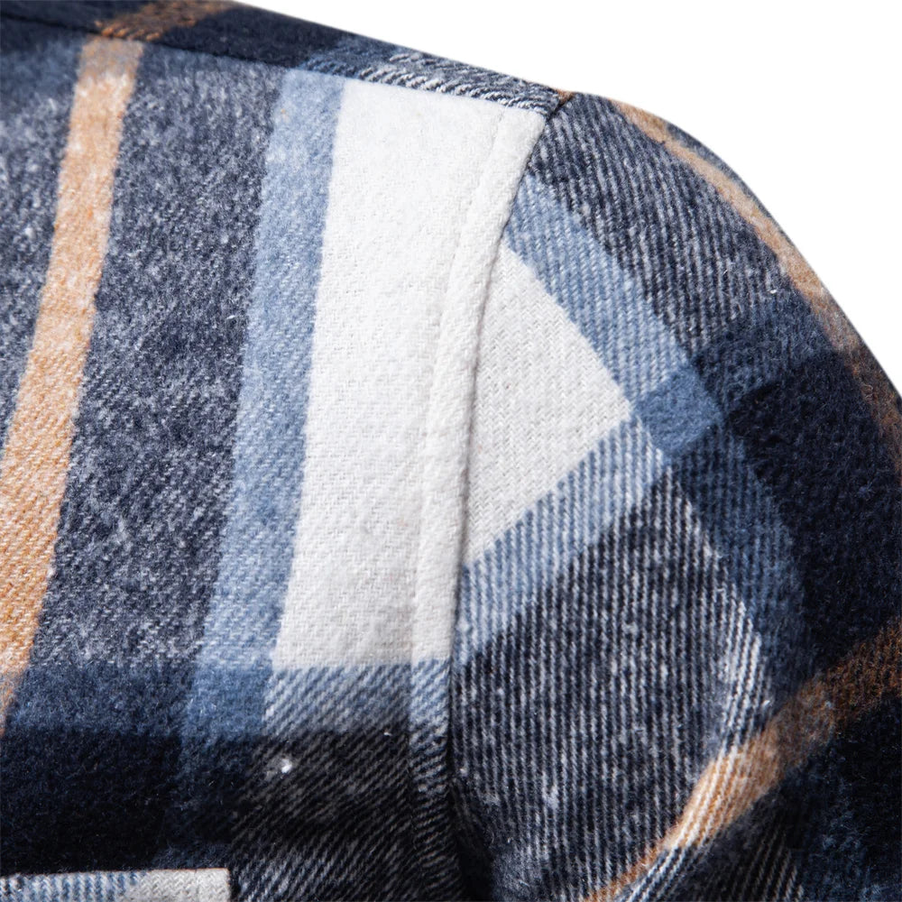 Men's Thick Flannel Plaid Shirt - Winter Warm Casual Button Down Shirt with Double Pockets | Perfect for Layering Under Jackets, Outdoor Activities & Office Wear
