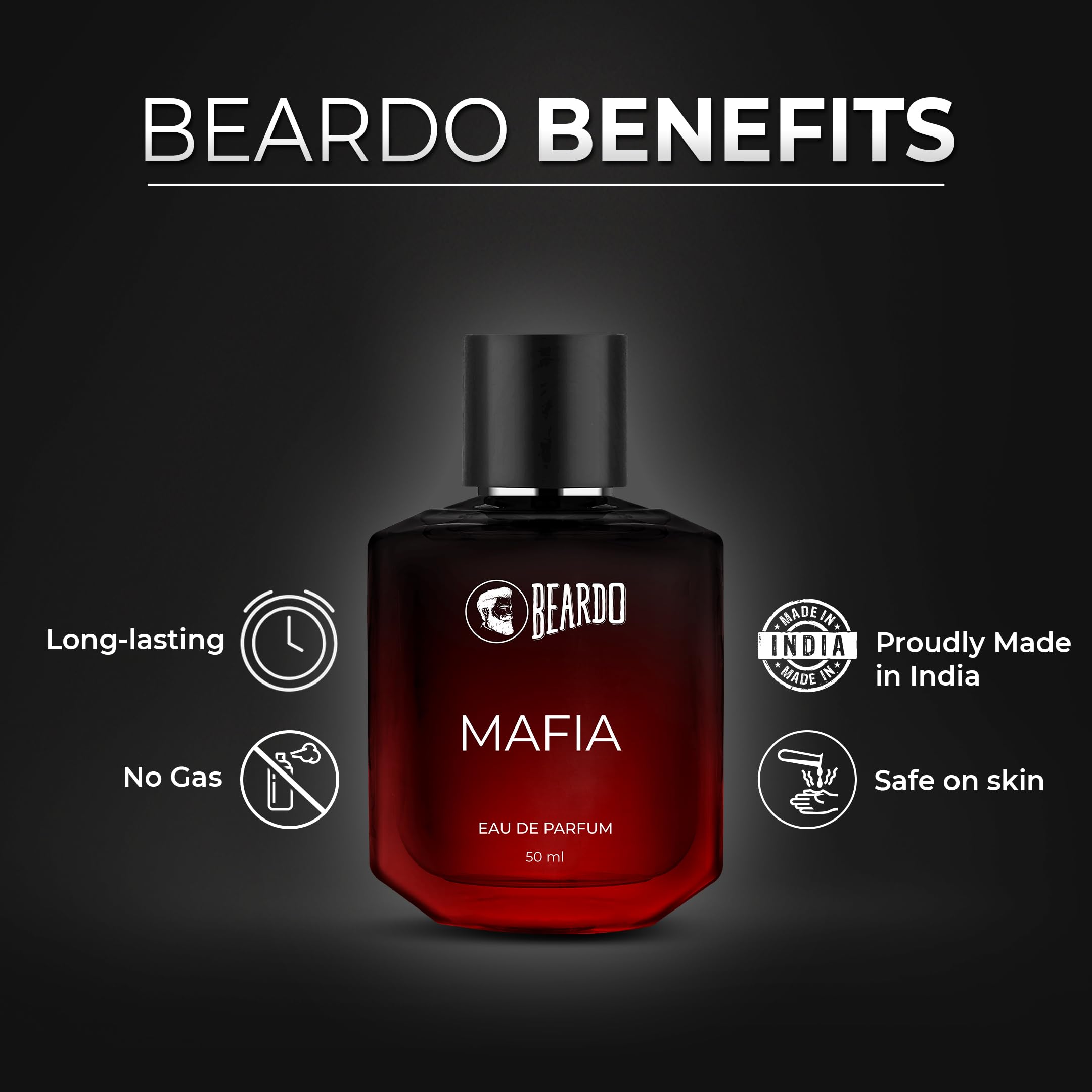 Beardo Mafia Eau De Parfum for Men - 50ml Long Lasting Musk & Woody Cologne | Daytime Fragrance Body Spray | Valentine's Day Gift for Husband, Boyfriend & Men | Perfect for Date Night, Office & Special Occasions