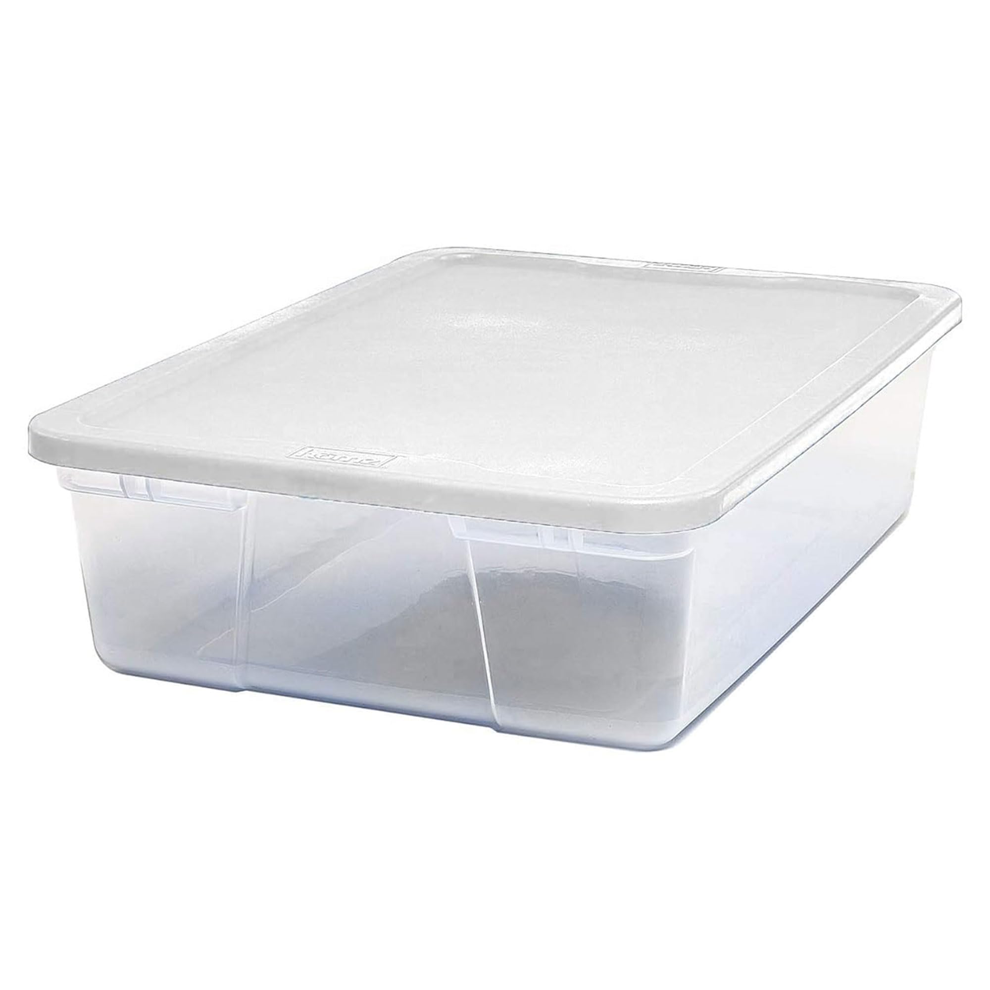HOMZ 2-Pack 28 Quart Clear Plastic Storage Bins with White Lids - Stackable Organizing Containers for Home, Office, Pantry & Closet Organization
