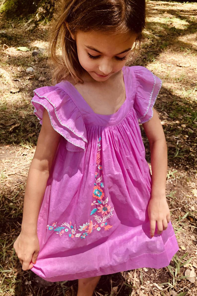 Nellystella Chloe Candy Grape Girls' Dress - Cute & Stylicious Floral Print Party Dress for Toddler Girls 1-5 Years | Perfect for Birthday Parties, Photo Shoots & Special Occasions