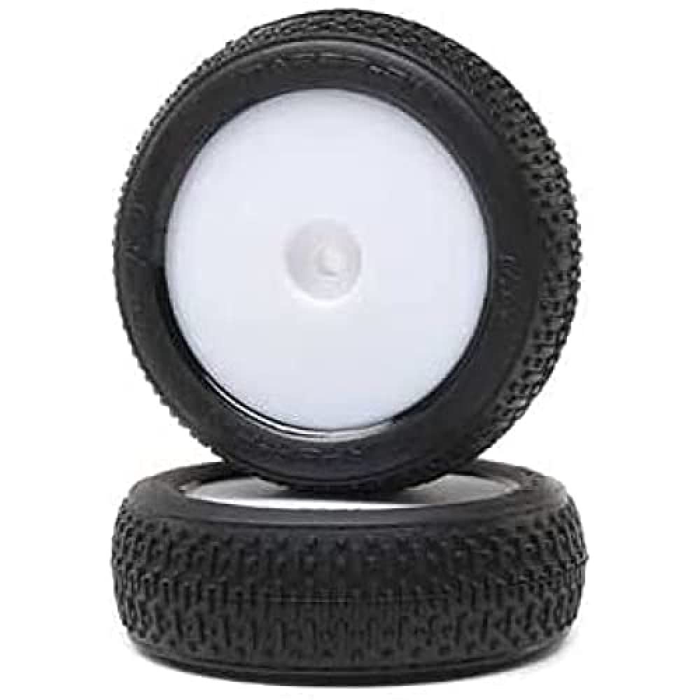 Losi LOS41017 RC Mini-B Taper Pin FR Mounted White Tires - Durable Off-Road Tires for RC Cars, Trucks & Buggies - Perfect for Racing, Bashing & Crawling on Dirt, Gravel & Rocky Terrain