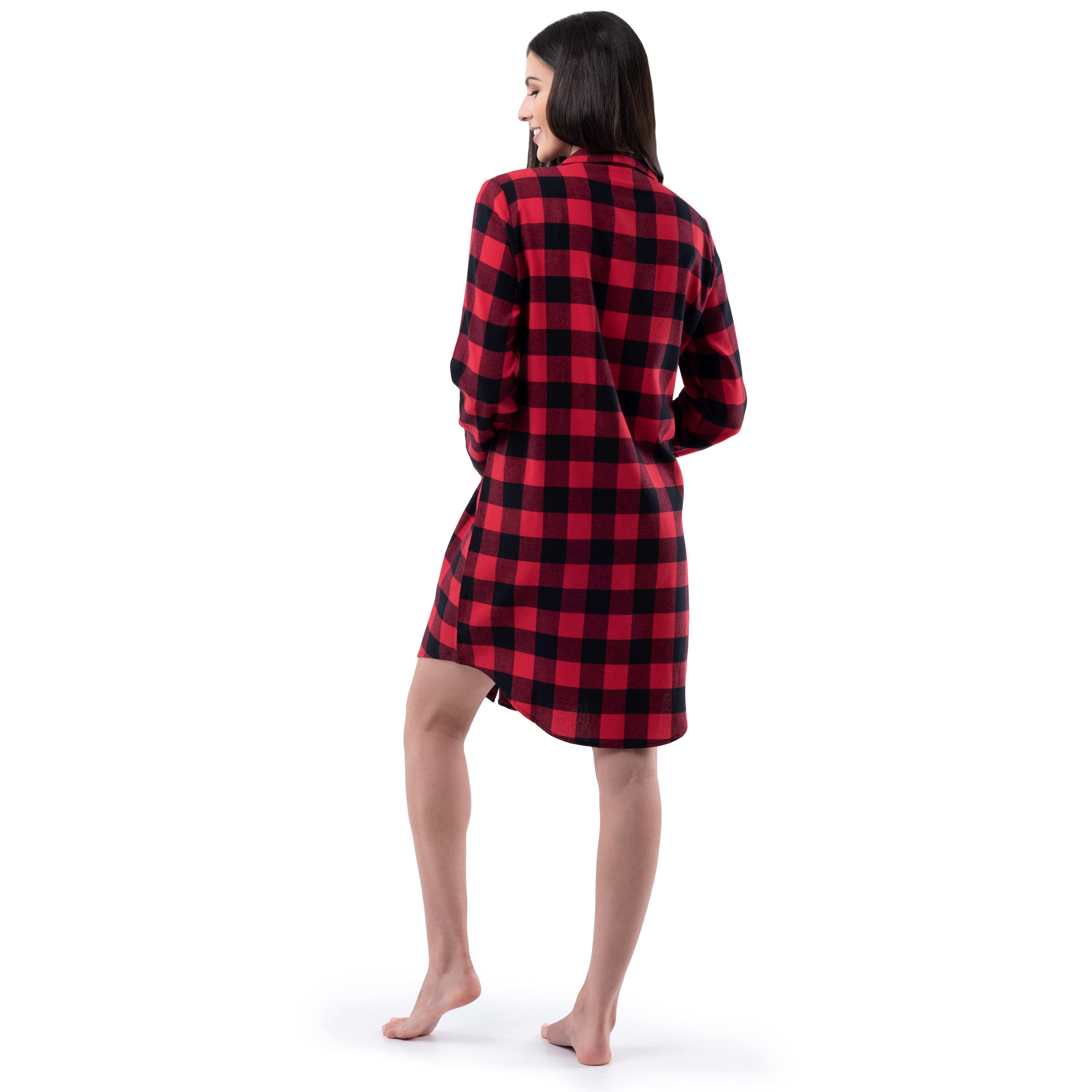 Fruit of the Loom Women's Soft Flannel Sleep Shirt - Cozy Long Sleeve Nightwear for Winter & Lounge Wear at Home