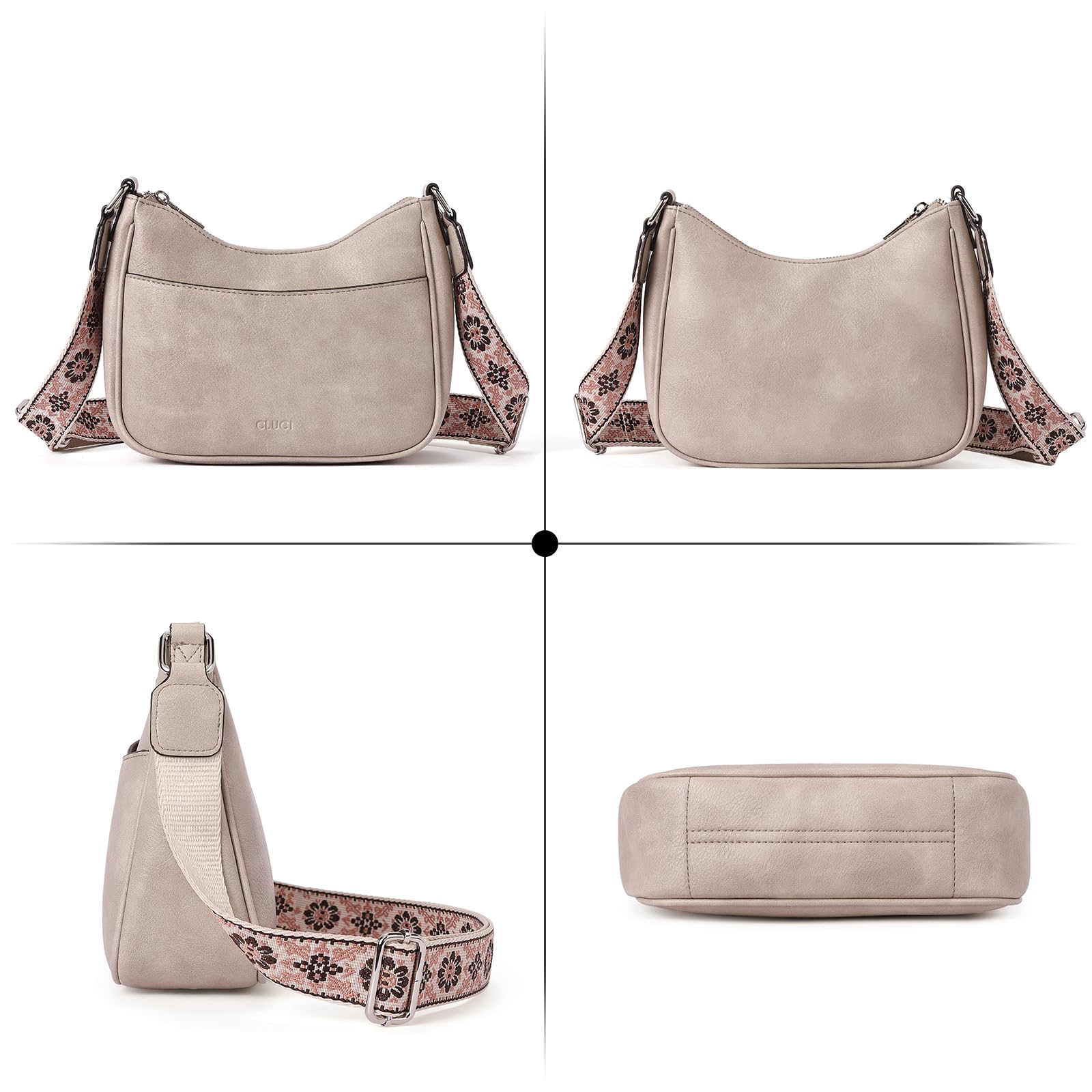 CLUCI Vegan Leather Crossbody Bags for Women - Adjustable Wide Strap Shoulder Handbag Purse | Perfect for Work, Travel & Everyday Use