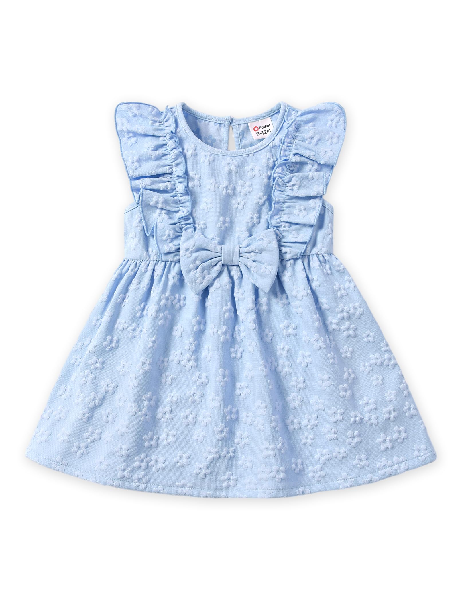 PATPAT Baby Girls Summer & Spring Dresses - Floral Sundress with Ruffle Sleeves & Bowknot for Toddlers 3-24 Months | Perfect for Outdoor Play, Beach Trips & Special Occasions