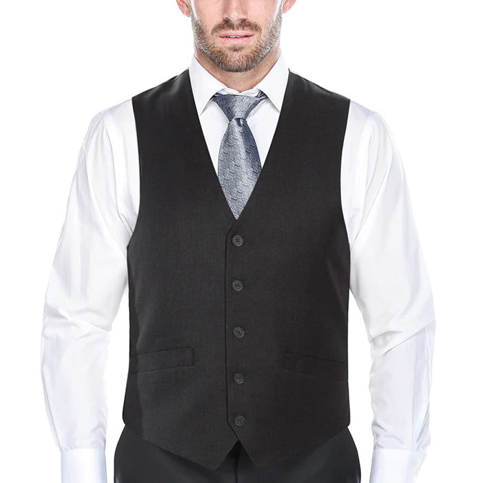 Vanderbilt Collection Men's Classic 5-Button Dress Vest - Regular Fit Charcoal Gray for Weddings, Business & Formal Events