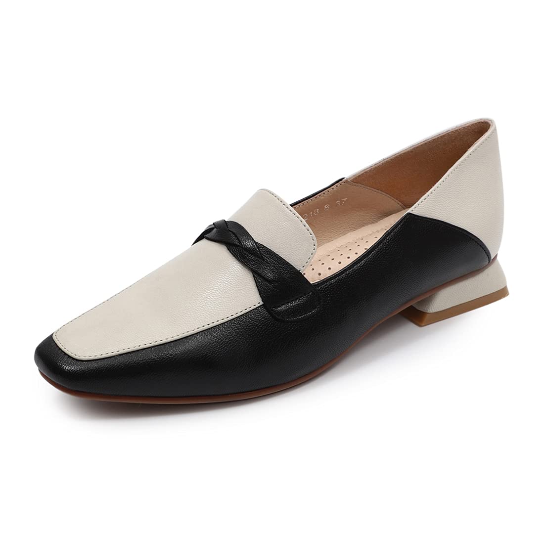 Women's Leather Penny Loafers - Square Toe Slip-On Flat Shoes for Office, Work & Casual Wear - Comfortable Dress Shoes for Ladies - Perfect for Business, Travel & Everyday Use