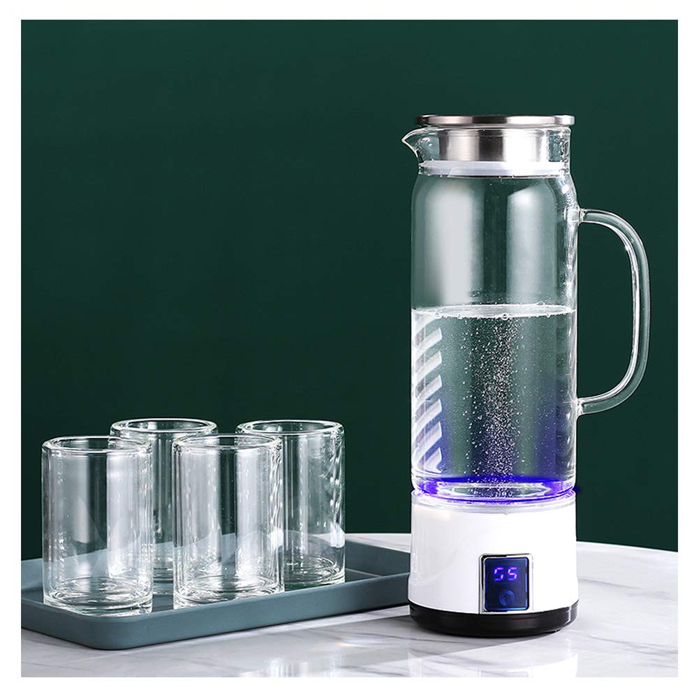 HEN'GMF Portable USB Rechargeable Hydrogen Water Bottle with SPE PEM Technology - BPA-Free Glass Ionized Water Generator for Health & Hydration On The Go, Gym, Office, and Travel