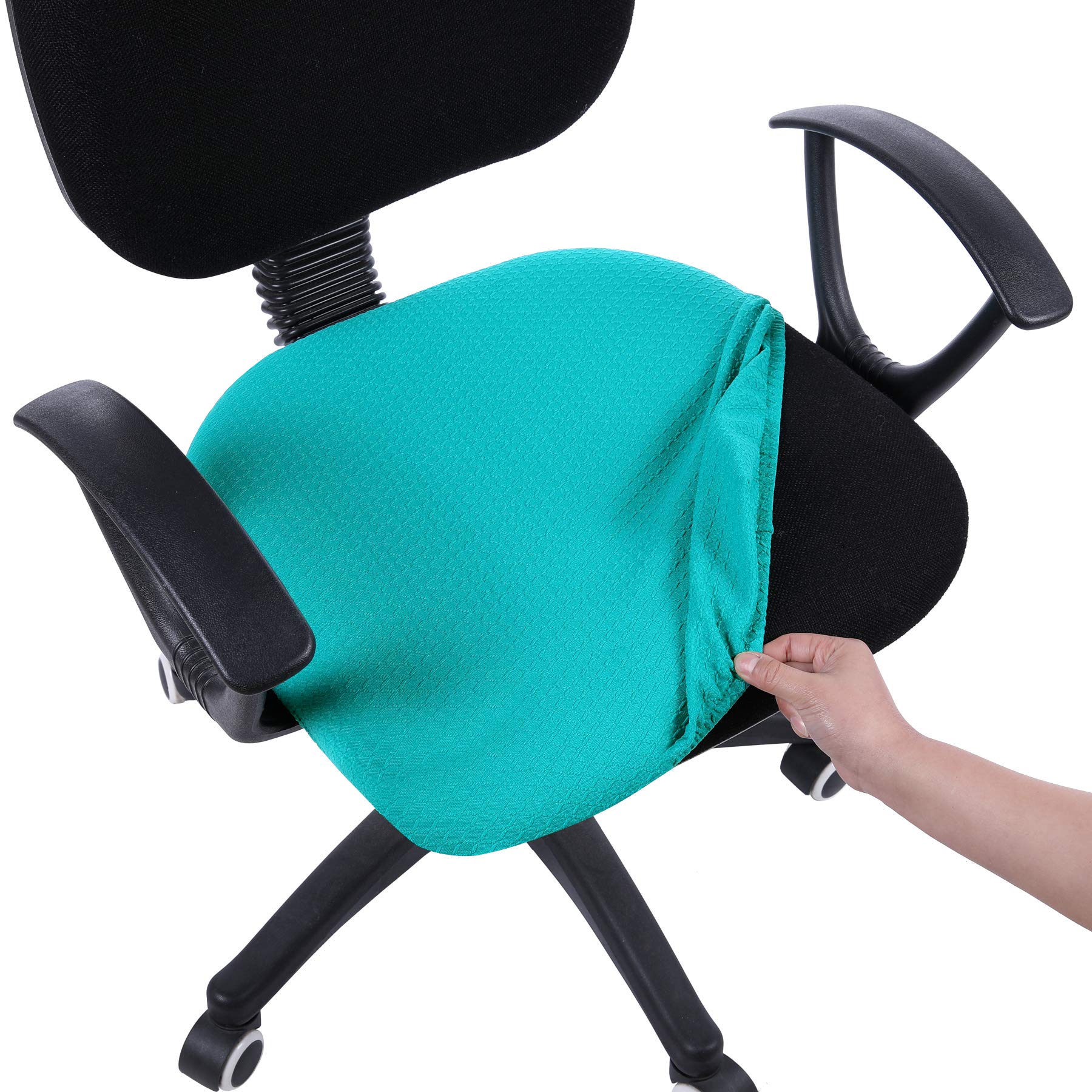 Stretchy Jacquard Office Chair Cover - Washable & Dustproof - Peacock Green for Home & Office