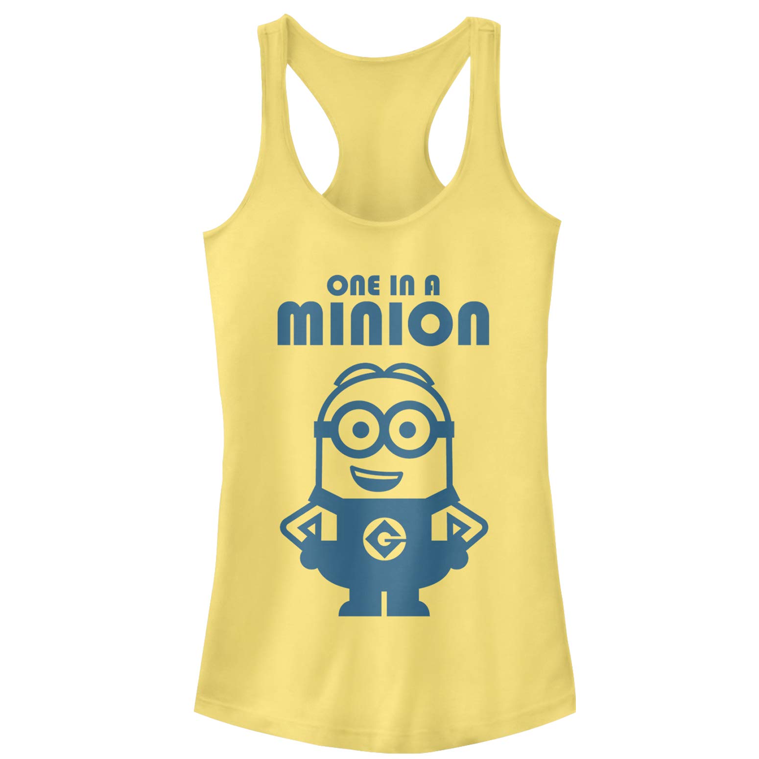 Junior's Despicable Me Minion Smile Racerback Tank Top for Girls - Fun Cartoon Graphic Tee for Summer, Costume Parties & Minion Fans
