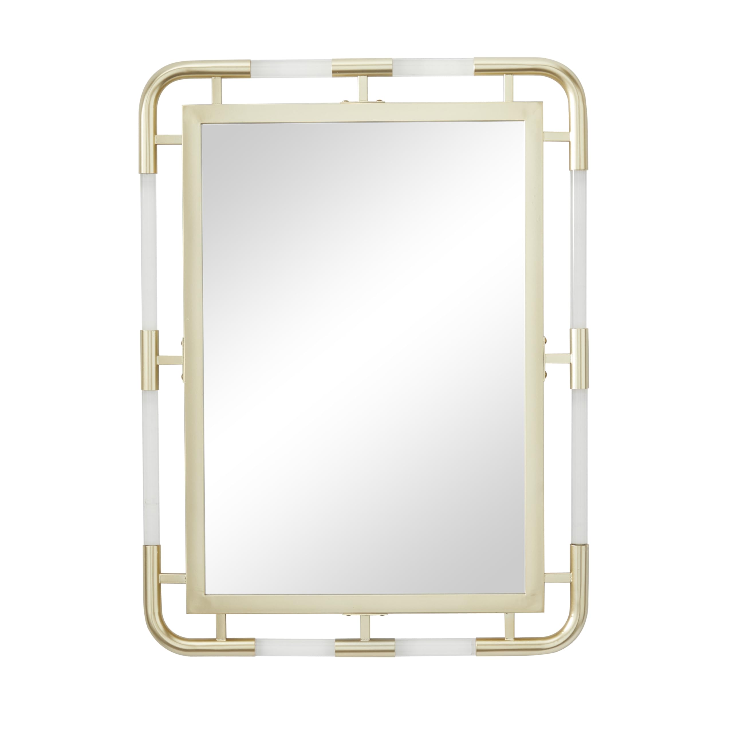 CosmoLiving by Cosmopolitan Gold Metal Wall Mirror 24x32 Inches - Modern Entryway Mirror with Acrylic Details for Hallway, Living Room & Bedroom Decor - Wall Mounted Mirror for Home & Office