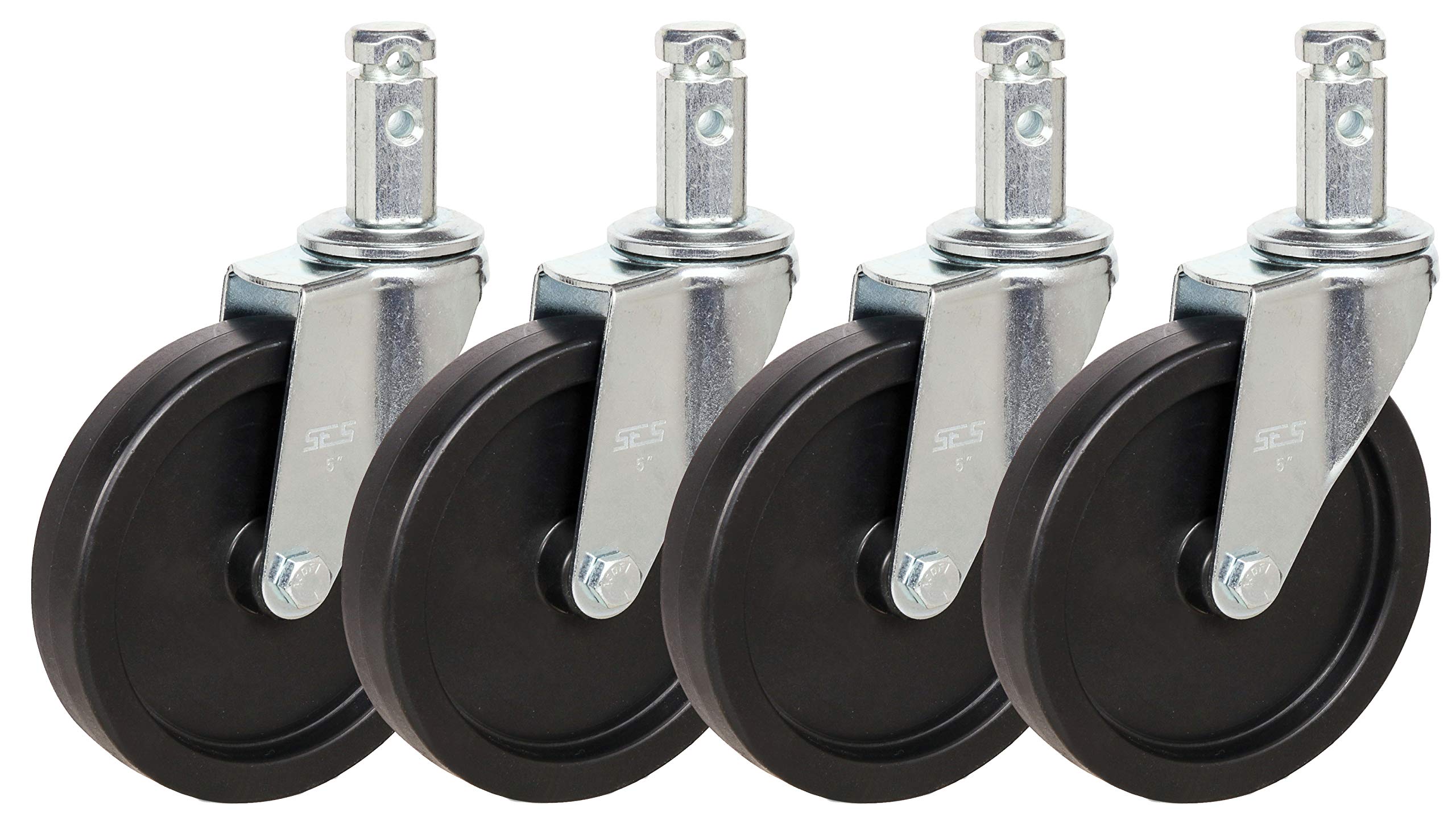 5 Inch Heavy Duty Swivel Caster Wheels Set of 4 - Polyolefin Wheels for Commercial Bun Racks, Sheet Pan Racks & Kitchen Equipment - Perfect for Bakeries, Restaurants & Food Service Areas