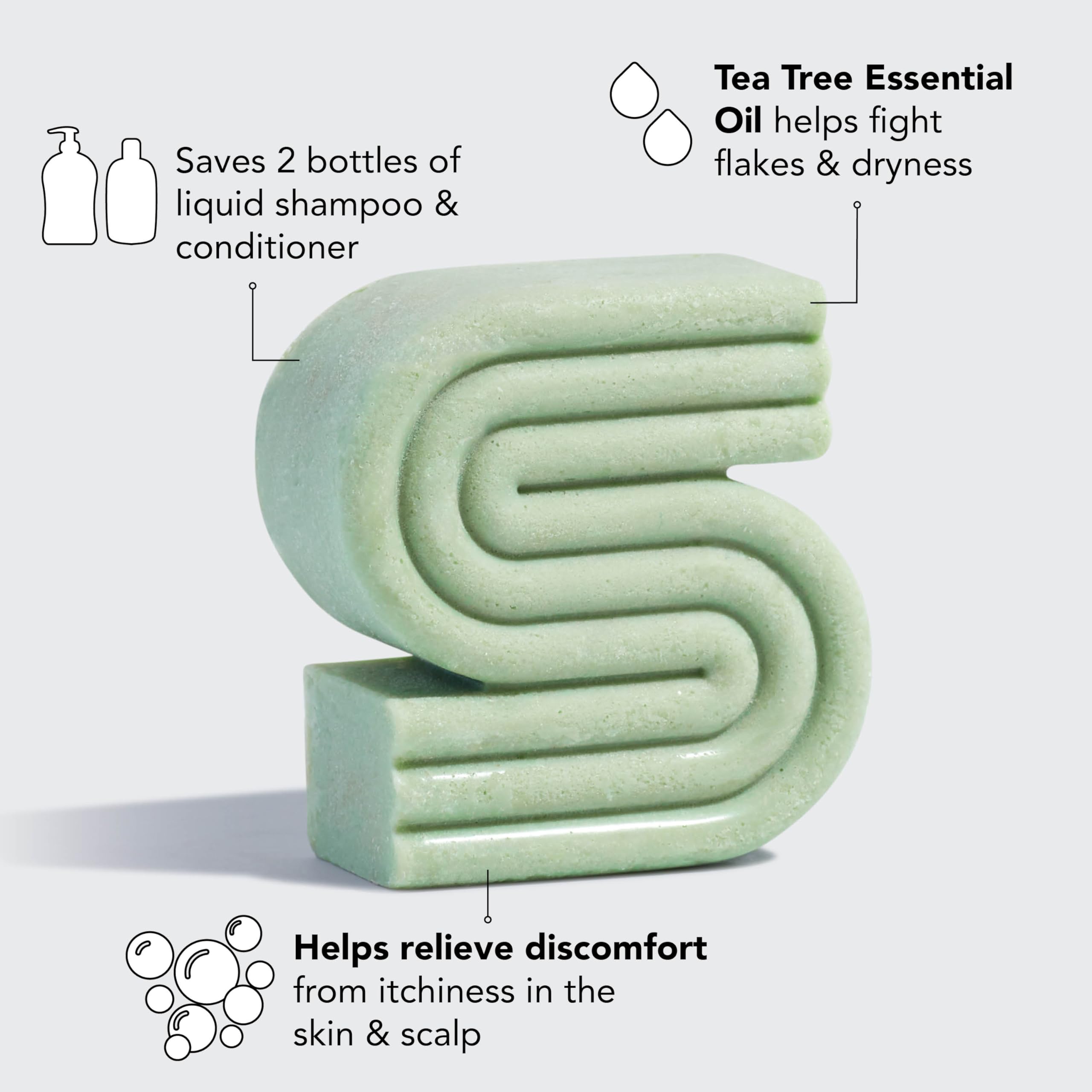 Kitsch Tea Tree & Mint Shampoo Bar & Rice Shampoo Conditioner Bar Set - Natural Hair Care for Dandruff & Scalp Health - Perfect for Travel, Camping & Eco-Friendly Bathroom