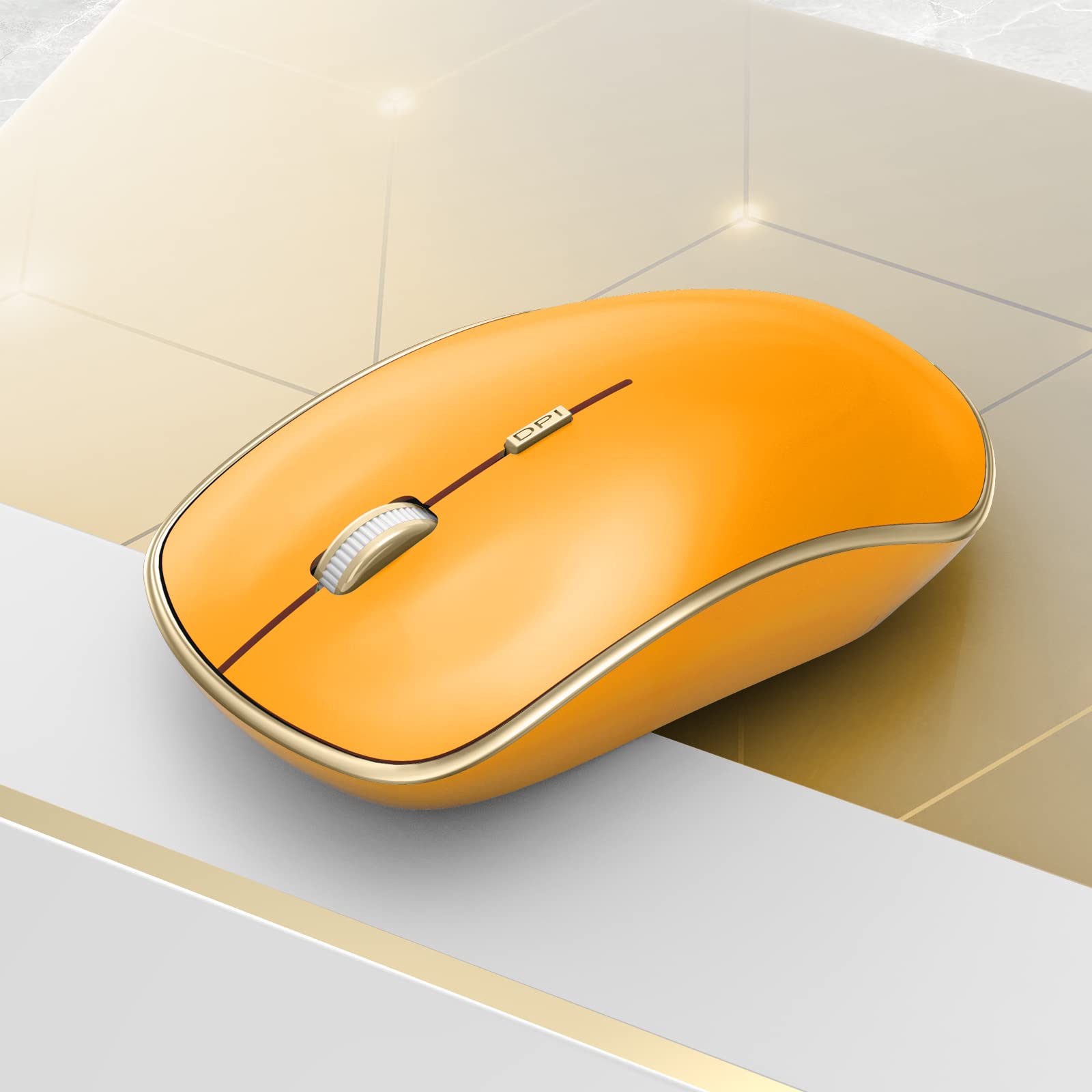 JOYACCESS J 2.4G Wireless Mouse - Silent Click, 3200 DPI Adjustable, Ergonomic Travel Mouse for Laptop, Chromebook, Mac, PC (Orange) - Perfect for Office, Home & Travel Use