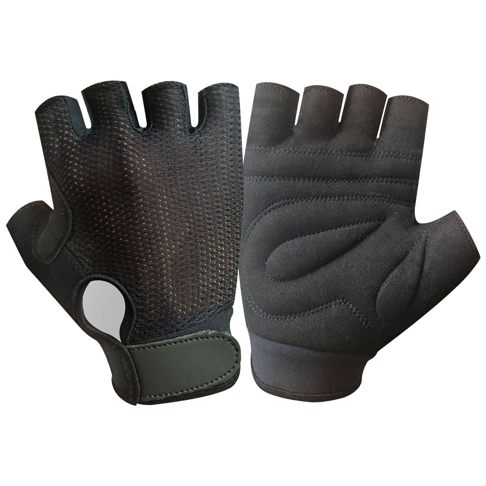 Premium Amara Leather Cycling Gloves - Padded Palm for Fitness, Gym & Wheelchair Use - High-Quality Prime Leather - Black with Black Net - Ideal for Cycling, Bodybuilding & Commuting