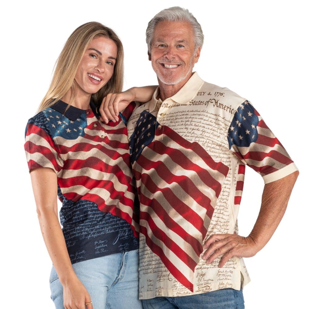 Men's Patriotic American Flag Golf Shirt - USA Independence Day 4th of July Polo Shirt for Men | Perfect for Golf Outings, BBQ Parties & Patriotic Events