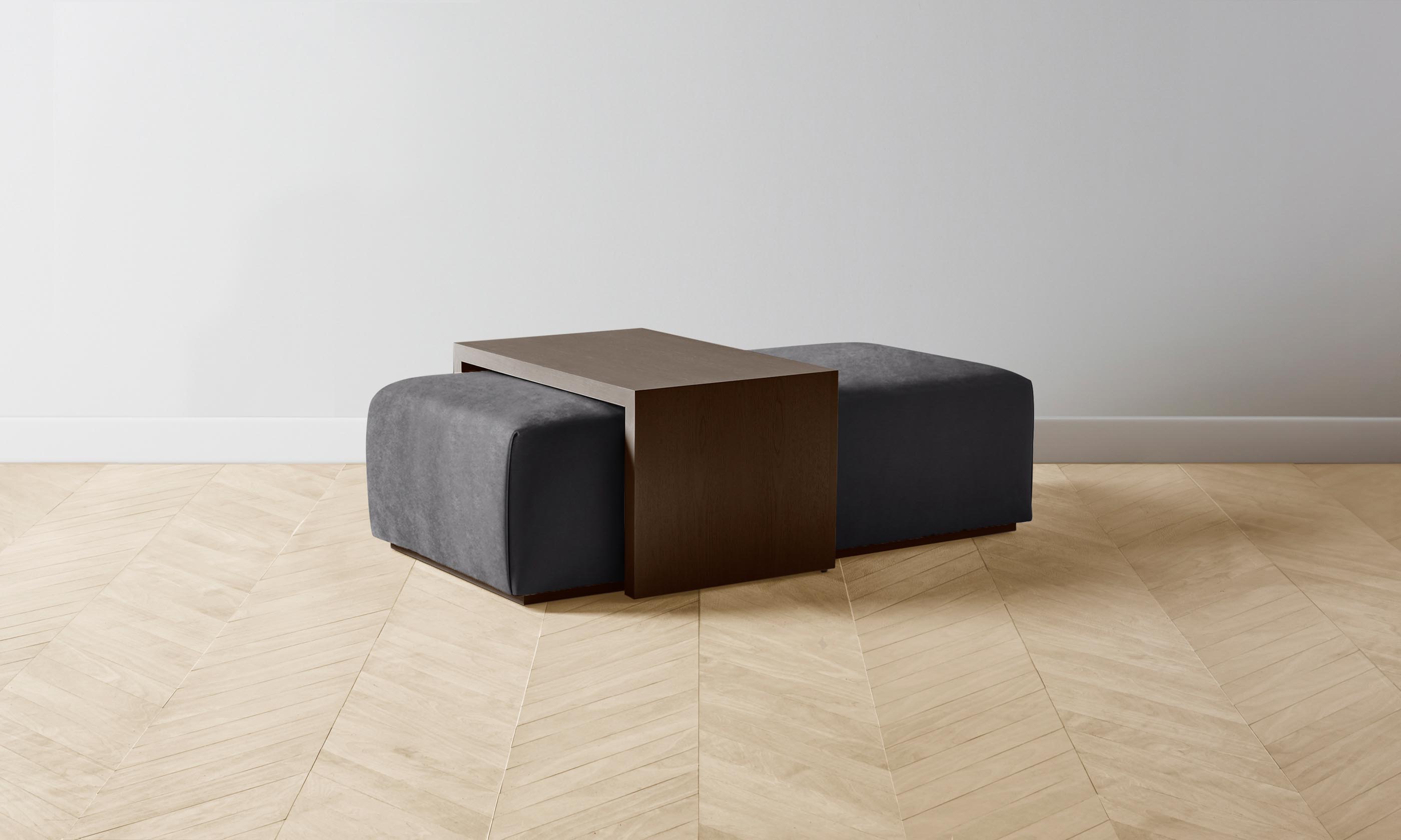 The Bowery Ottoman - Performance Velvet Slate Blue - Modern Living Room Furniture for Small Spaces - Perfect for Home Decor, Apartment, and Office Use