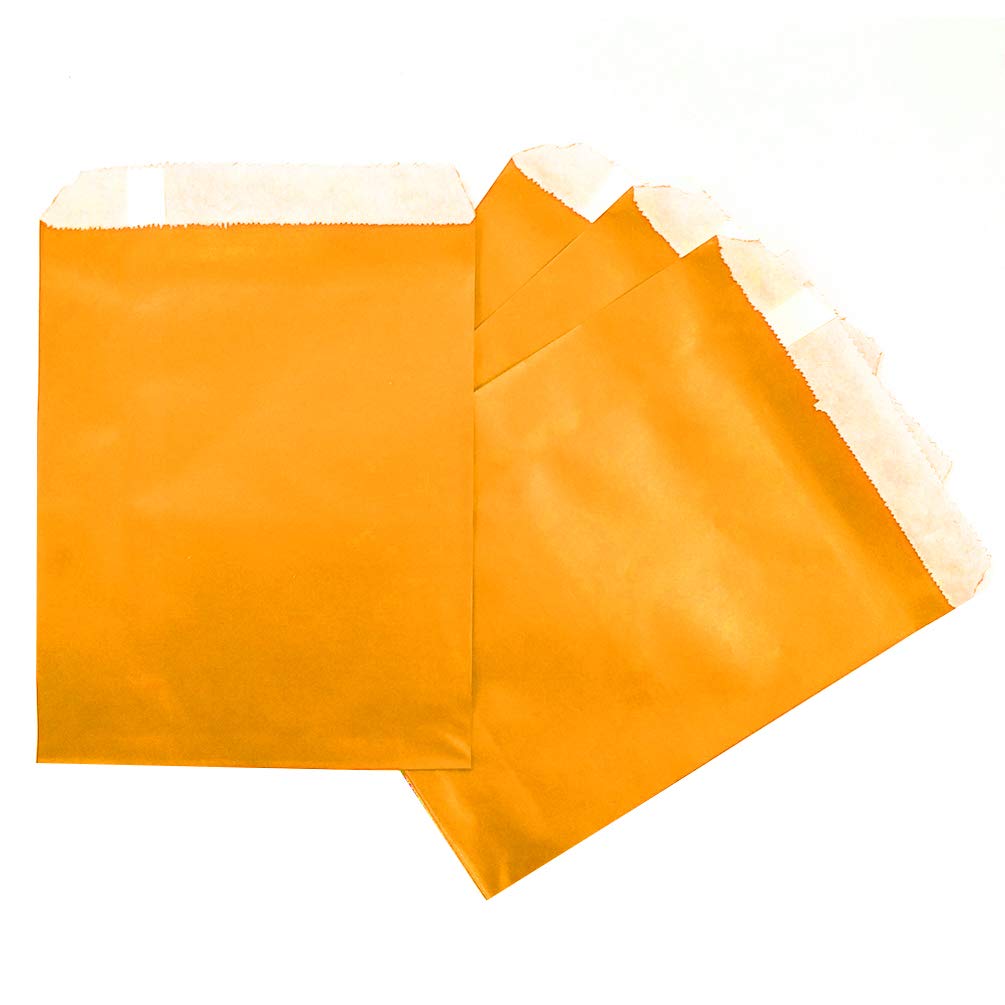 AZOWA 6x9 Inch Large Orange Candy Buffet Bags - Pack of 100 Premium Paper Treat Bags for Parties, Weddings & Baby Showers - Perfect for Candy Buffets, Party Favors & Gift Packaging