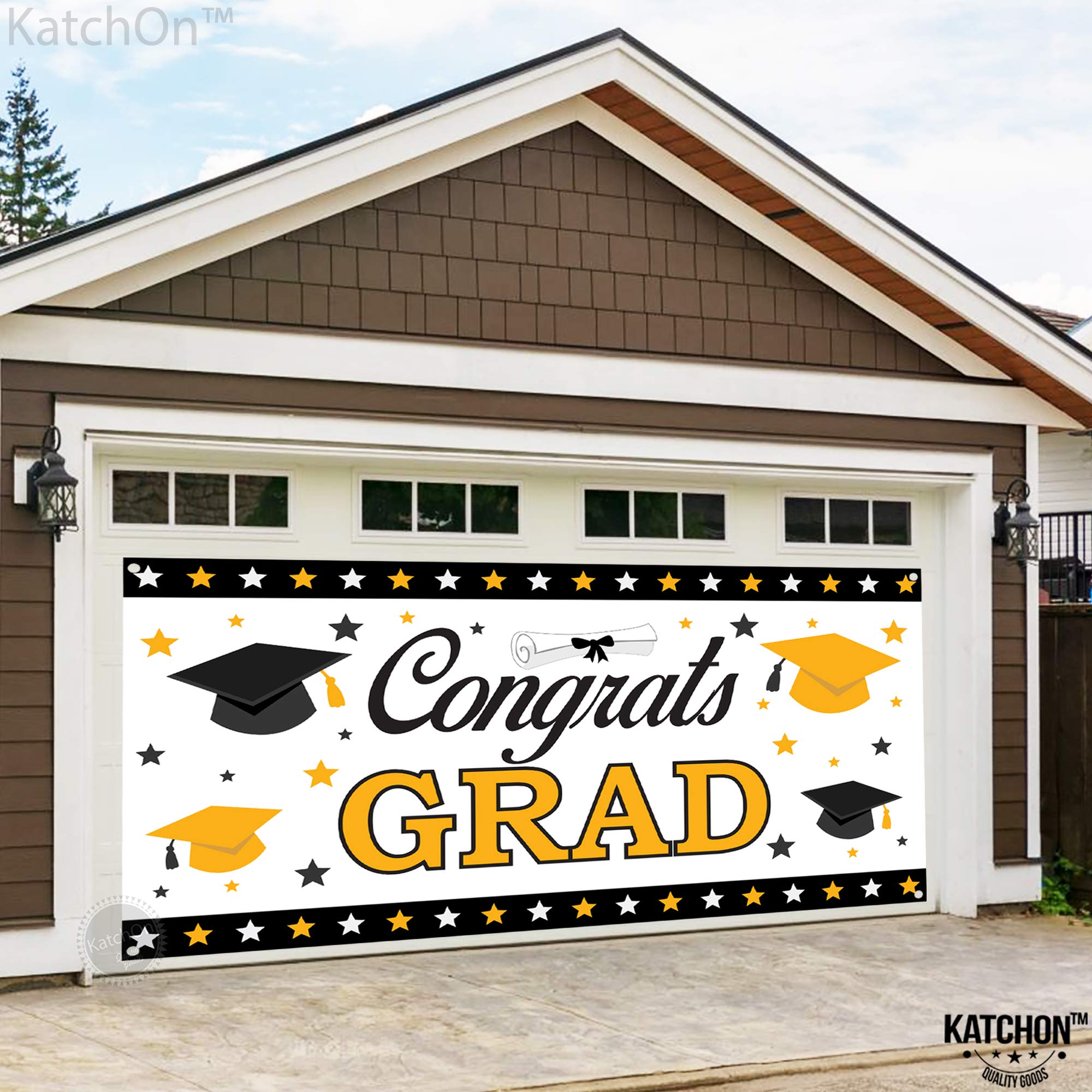 KatchOn Extra Large Graduation Banner - 72x44 Inch Class of 2025 | White & Black Graduation Decor for Backdrop & Party | Perfect for Graduation Ceremonies, Photo Booths & School Celebrations
