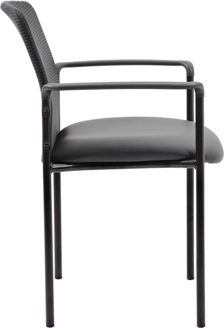 Boss Caressoft & Mesh Guest Chair - Ergonomic Office Chair with Breathable Mesh Back, Black [B6909 CS] - Perfect for Reception Areas, Conference Rooms & Home Offices