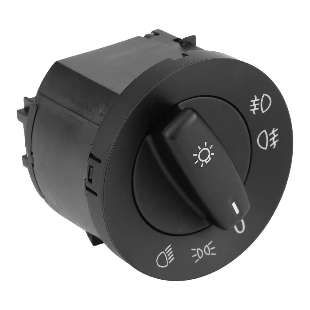 Keenso Black Car Headlight Control Switch with Fog Light - Compatible with MK5, MK6, B6, Rabbit, Sirocco (1T0941431C) - Perfect for Night Driving & Foggy Conditions