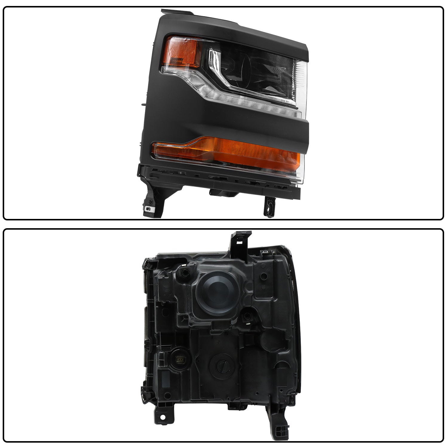 HID Headlight Assembly for 2016-2018 Chevy Silverado 1500 - Black Housing Right/Passenger Side - Compatible with LED Parking Light (Excludes HID Bulb/Ballast & Turn Signal Bulb) | Perfect for Night Driving & Off-Road Adventures