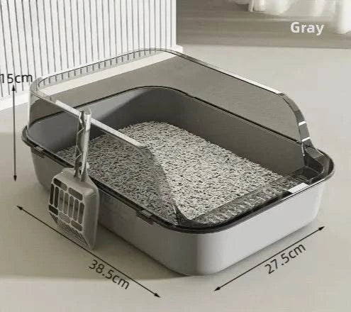 Semi-Enclosed Cat Litter Box with Odor Control - Privacy Hood for Indoor Cats - Perfect for Small Spaces & Apartments