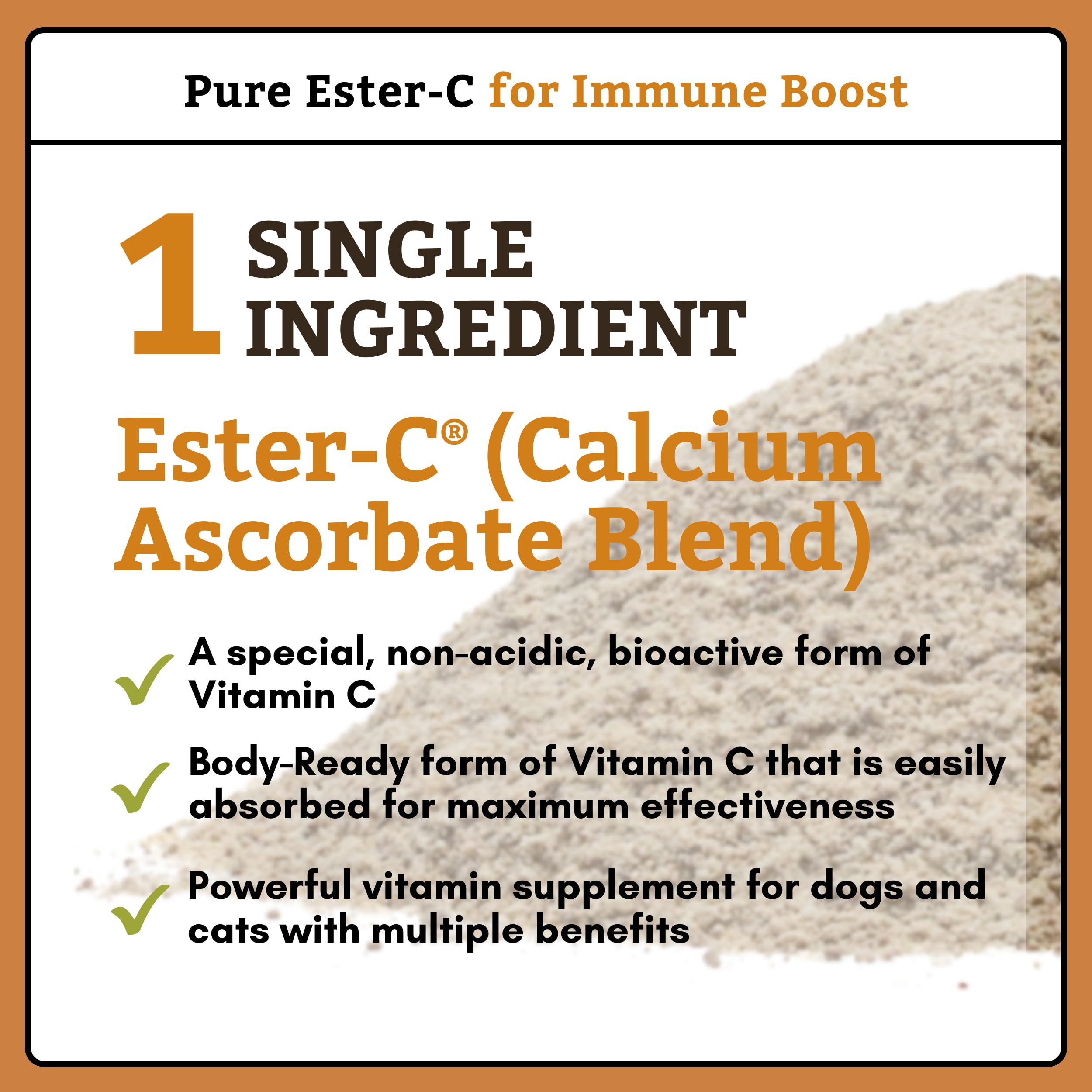 Wholistic Pet Organics Pure Ester-C Powder for Dogs & Cats - 4 Oz | Vitamin C Supplement for Immune Support, Skin & Coat Health & Allergy Relief | Dog Vitamin Powder for Itchy Skin & Homemade Food | Perfect for Daily Pet Nutrition & Immune Boosting