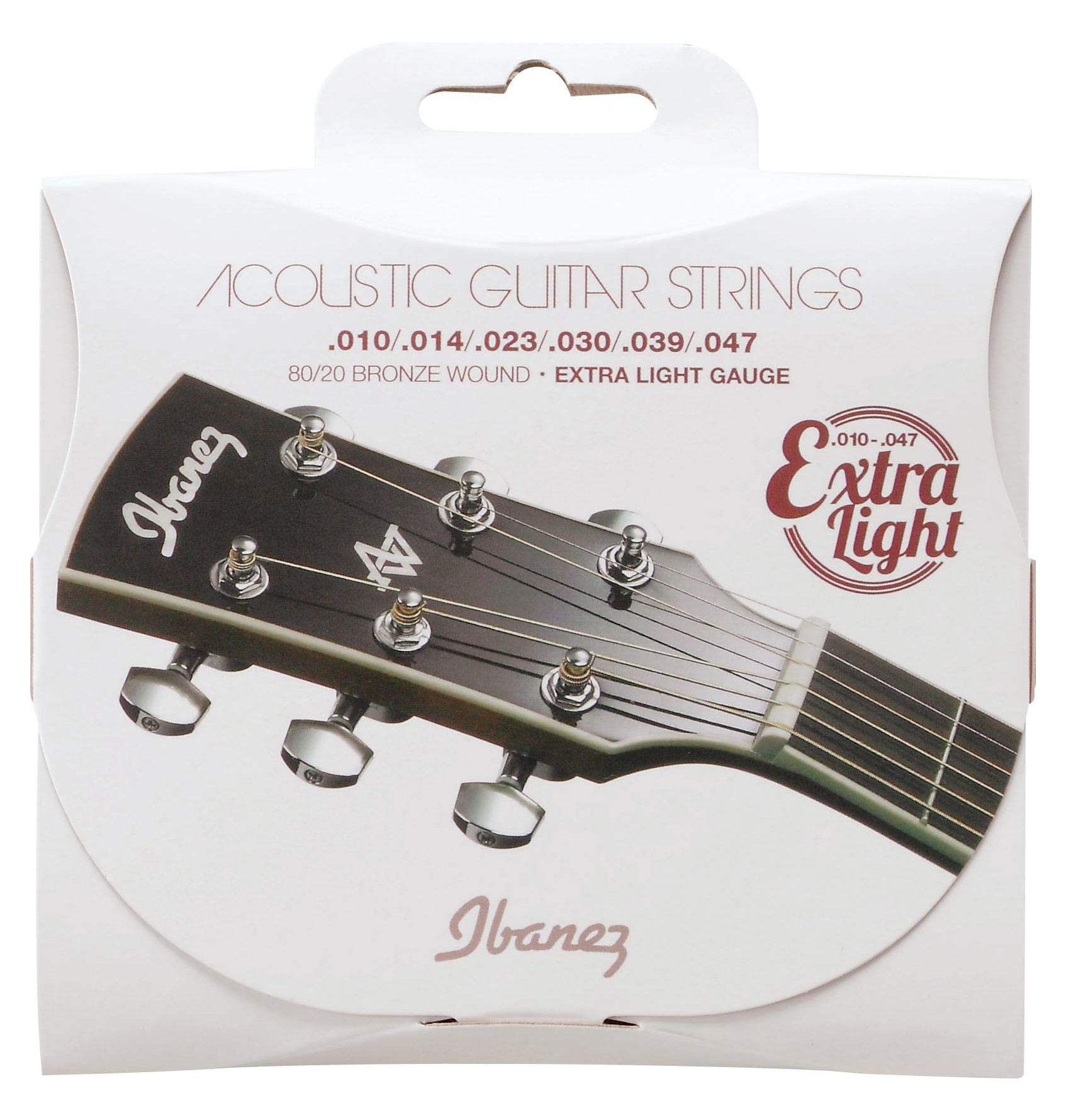 Ibanez Bronze Wound 80/20 Acoustic Guitar Strings - Extra Light Gauge (IACS61C) | Bright Tone & Long-Lasting | Perfect for Folk, Country & Fingerstyle Playing