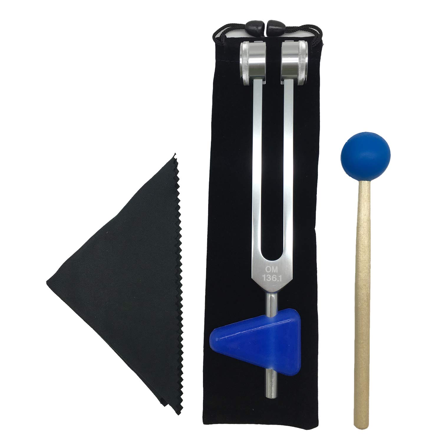 136.1 Hz OM Chakra Tuning Forks Set - Sound Healing & Crystal Cleansing Therapy Tools with Pouch, Cleaning Cloth & Wooden Striker for Meditation, Energy Balancing & Holistic Wellness