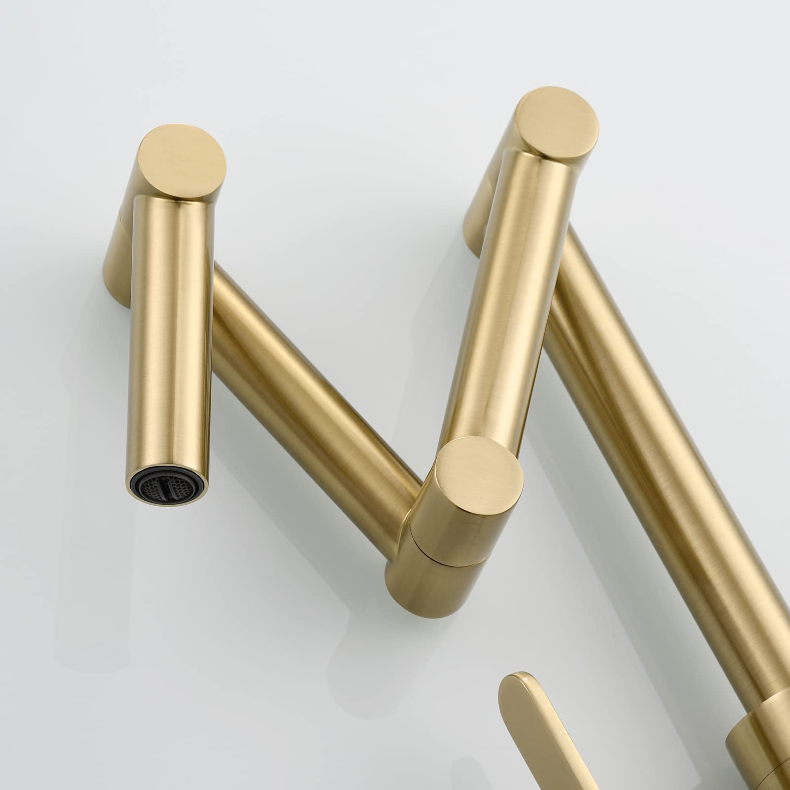 Brushed Gold Pot Filler Faucet - Deck Mount Brass Folding Kitchen Sink Faucet for Hot & Cold Water - BJ21231 - Perfect for Cooking, Filling Pots & Pans in Modern Kitchens