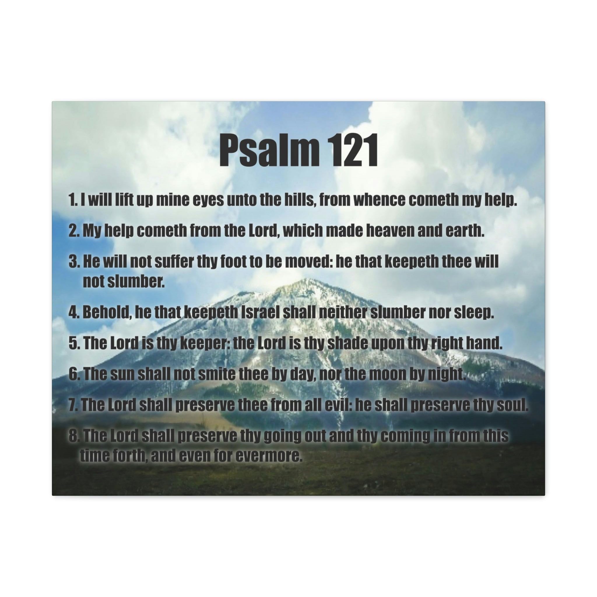 Christian Bible Verse Canvas - Psalm 121 'God Watches Over You' Scripture Wall Art - Inspirational Religious Home Decor for Living Room, Bedroom & Church