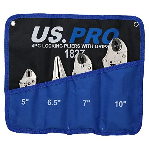 4pc Locking Grip Wrench Set with Soft Grip Handles - Heavy-Duty Vice Locking Pliers & Mole Grips for DIY, Automotive, and Home Repairs