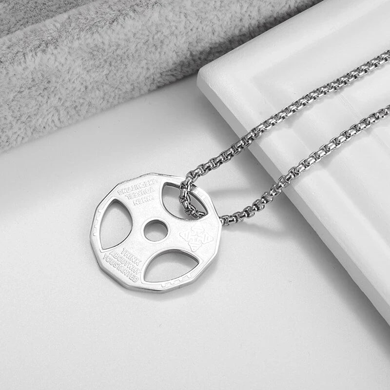 Titanium Steel Dumbbell Pendant Necklace for Men - Gym & Fitness Jewelry Gift - Perfect for Workout Enthusiasts, Bodybuilders, and Sports Lovers (Great for Gym, Weightlifting, and Casual Wear)
