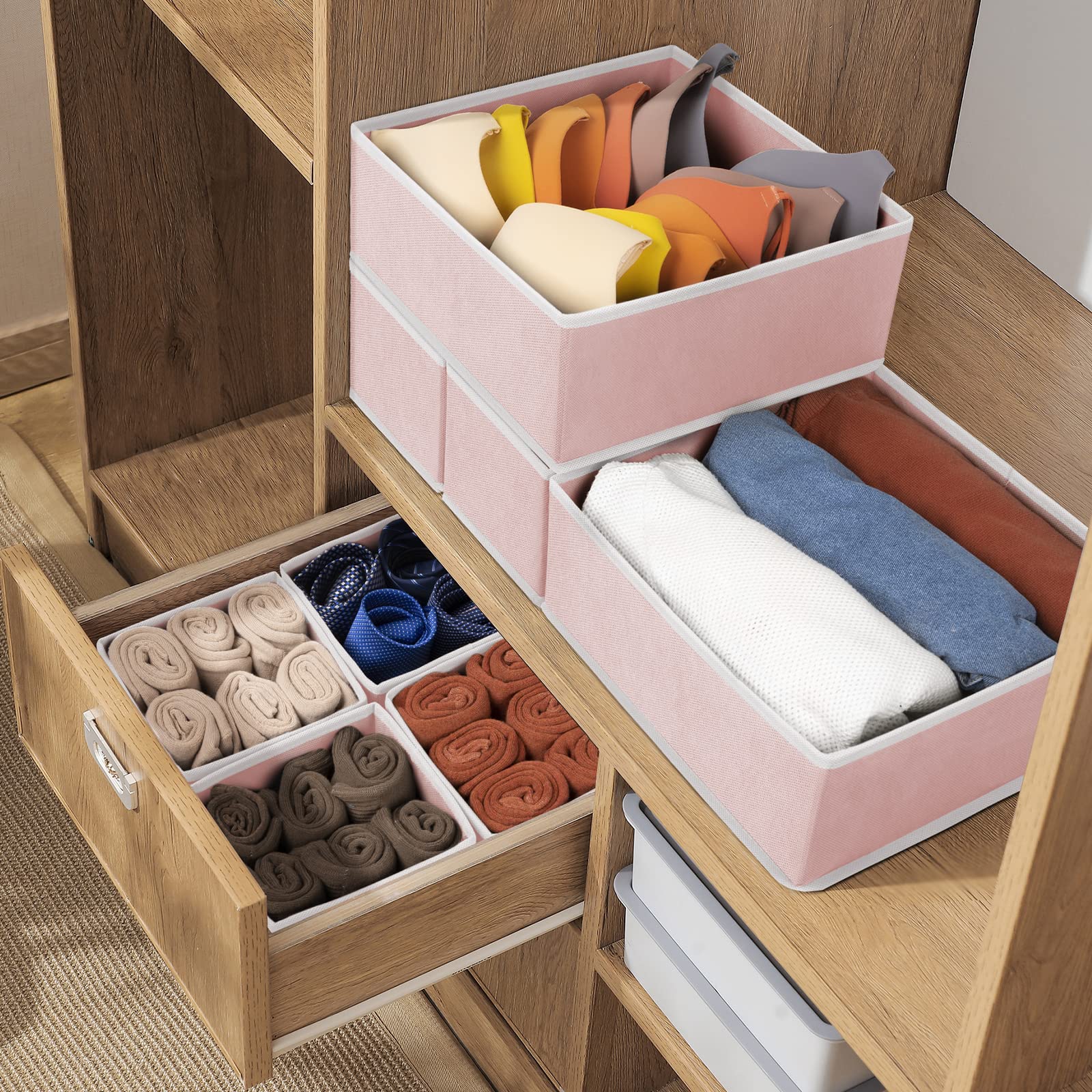 8-Pack Foldable Cloth Drawer Organizers for Underwear, Clothes & Scarves - Space-Saving Closet & Dresser Storage Box Dividers for Home Organization (Perfect for Bedroom, Bathroom & Travel)