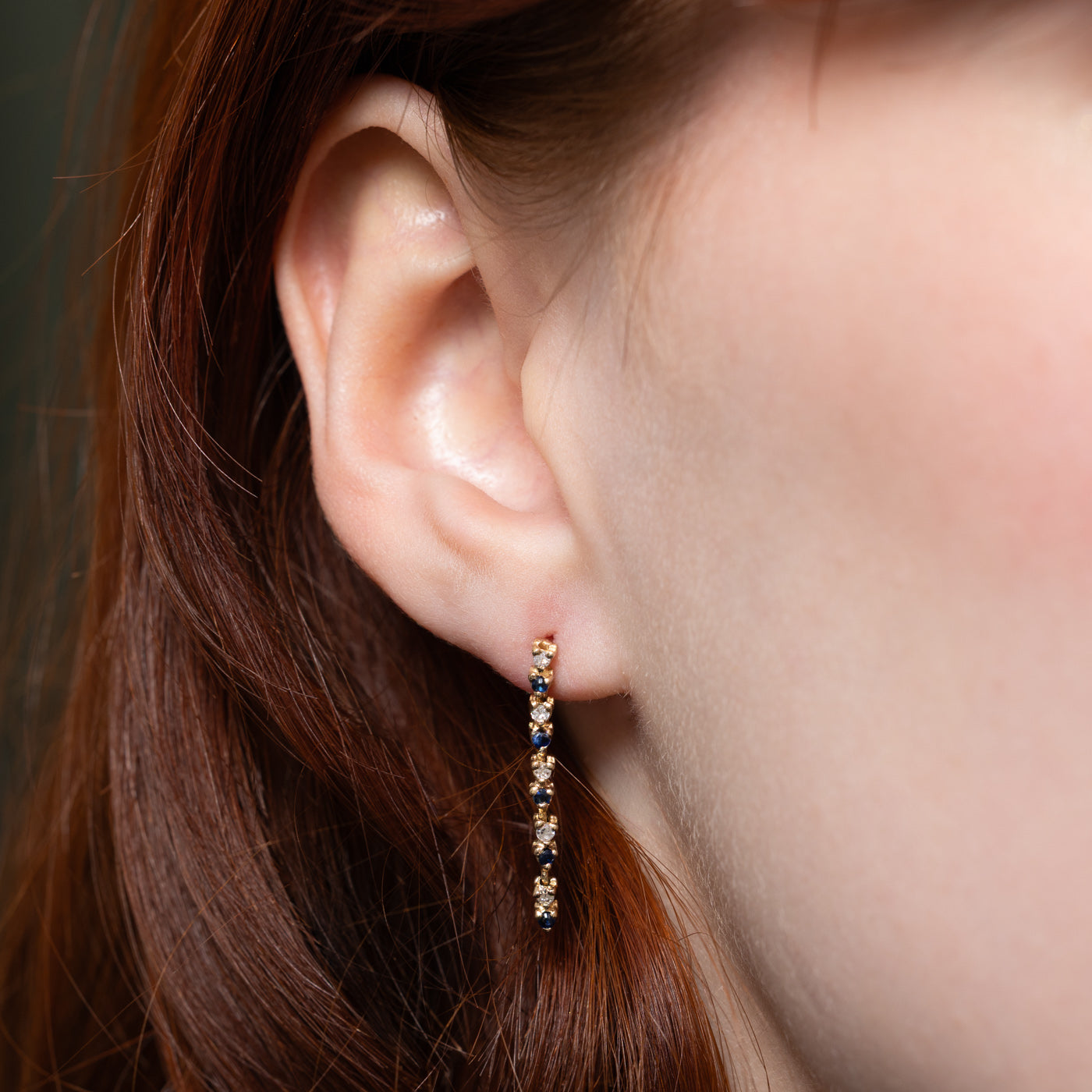 Exquisite 0.30ctw Sapphire & 0.10ctw Diamond Drop Earrings - Elegant Dangling Jewelry for Women | Perfect for Weddings, Parties & Special Occasions