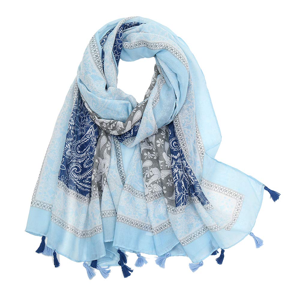 Yeieeo Boho Scarf for Women - Lightweight Floral Printed Fashion Shawl with Fringe for Fall & Winter | Perfect for Layering, Travel Accessories, and Bohemian Outfits