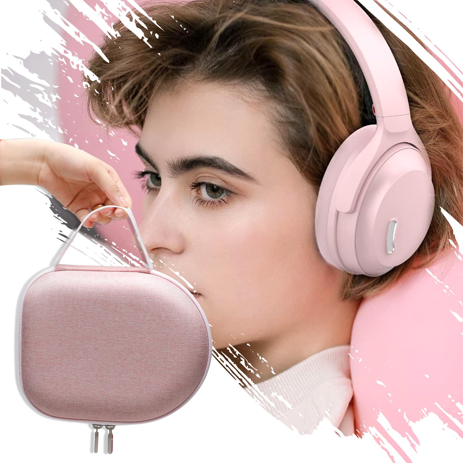 Premium Headphone Case for JBL, Beats, Sony, Bose & More - Shockproof Travel Storage Bag for Wireless Earbuds & Headphones (Pink) - Perfect for Gym, Travel & Daily Commute