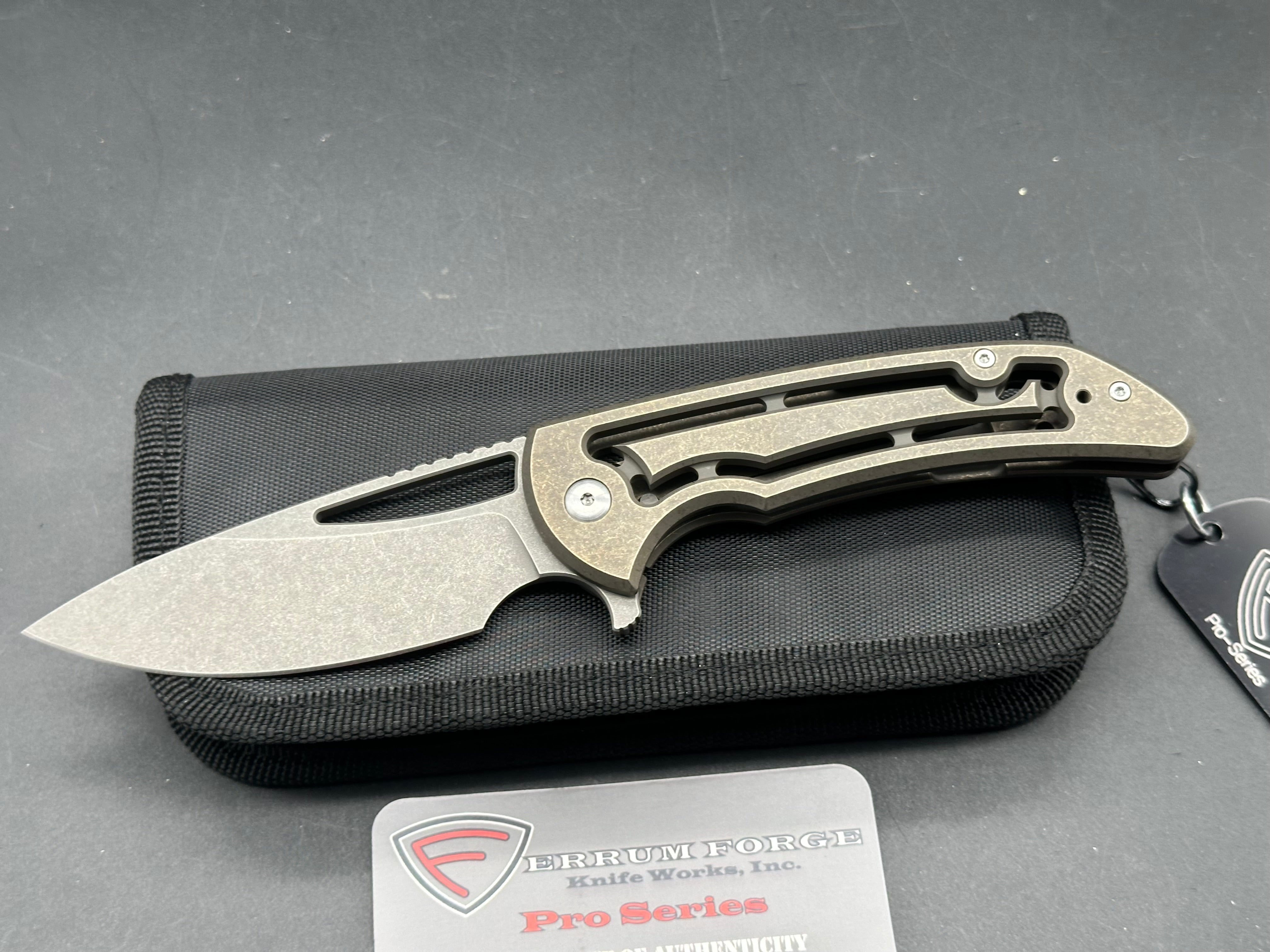 Ferrum Forge Pro Series Archbishop 2.0 Folding Knife - Premium M390 Steel Blade, Stonewashed Finish - EDC, Outdoor, Camping & Survival Gear