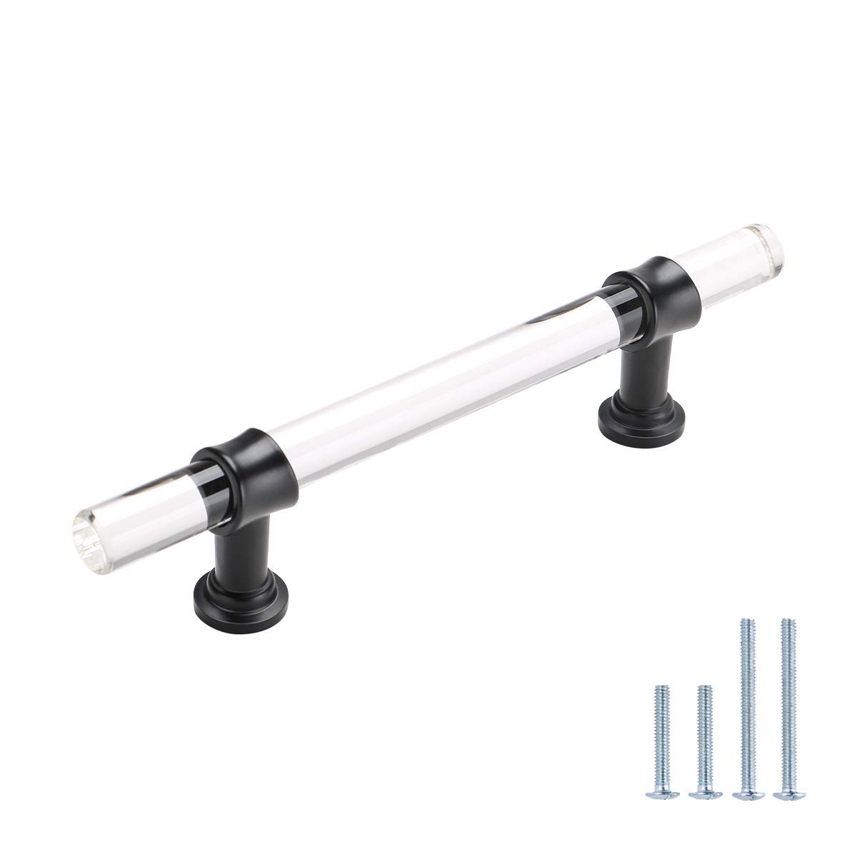 Modern Black Acrylic Crystal Cabinet Handles - 20 Pack of 3
