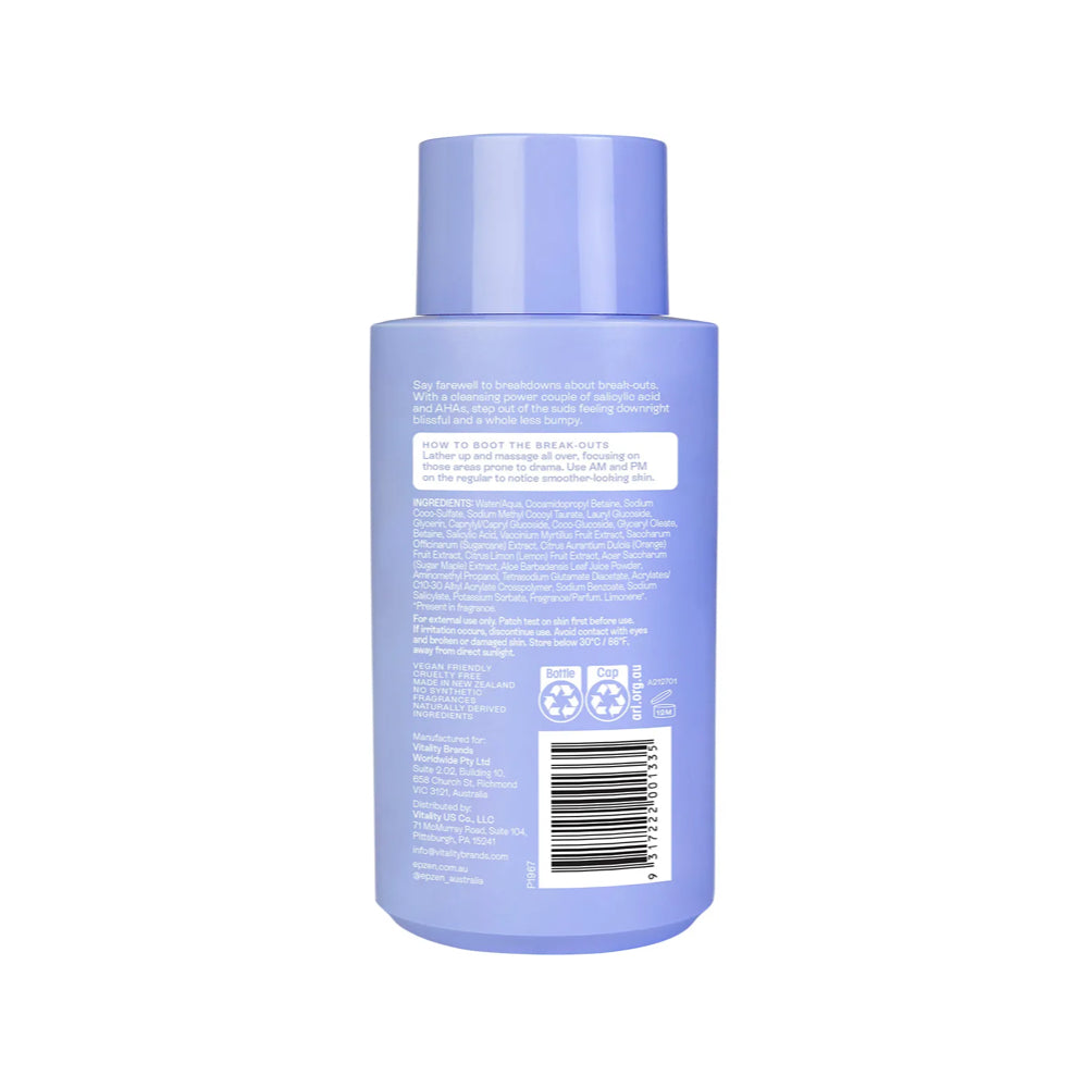 EPZEN Acne-Fighting Body Wash with AHAs & Salicylic Acid - 400ml Deep Cleansing Formula for Clear Skin | Perfect for Shower & Post-Workout Use