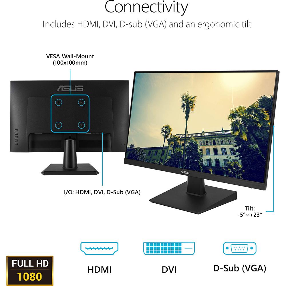 ASUS 24 Inch Full HD 1080p Computer Monitor with Eye Care Technology - 90LM0560-B011B0 for Home Office, Gaming, and Professional Work